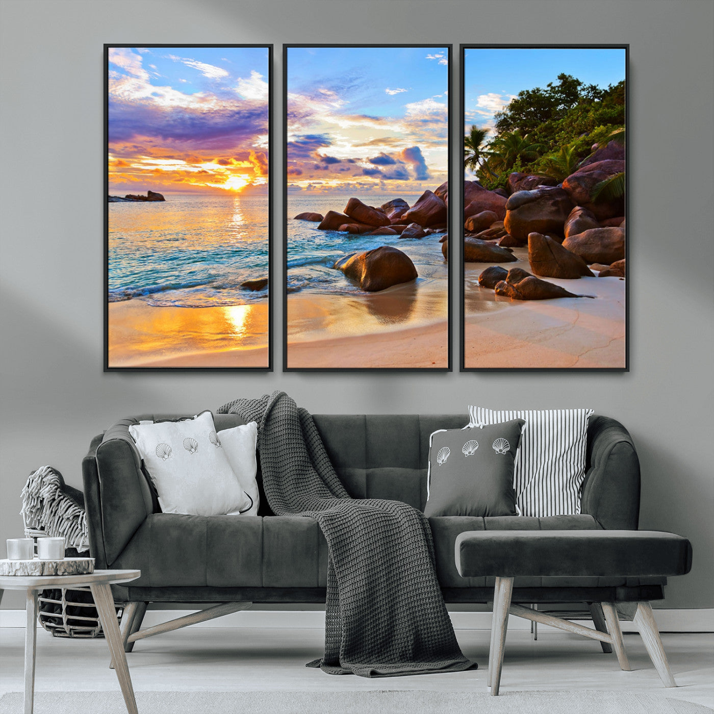 MGV-FC-48X32-3P - Tropical Island Beach Sunset Canvas Print