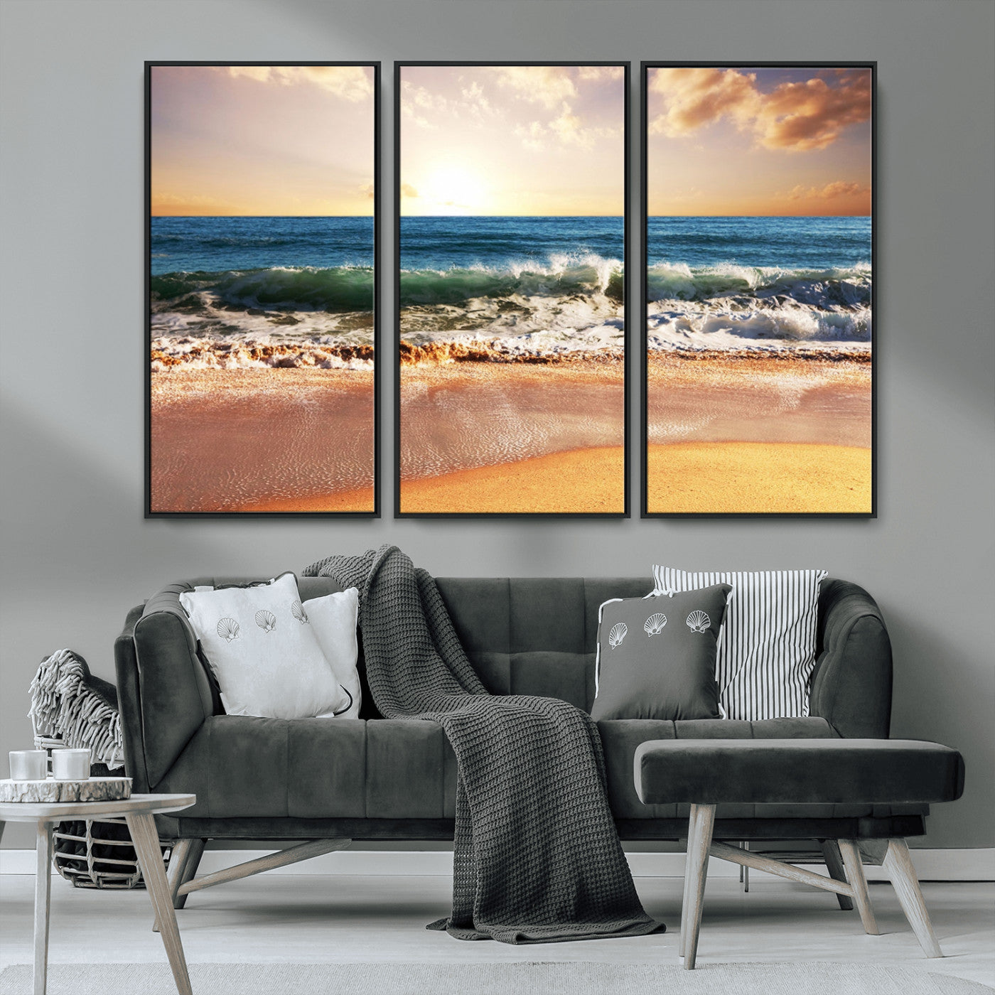 MGV-FC-48X32-3P - Serene Beach Path Canvas Art, Giclee Canvas Print with Gallery Wrap, Coastal Sand Dunes Wall Art Featuring Canon Print Quality