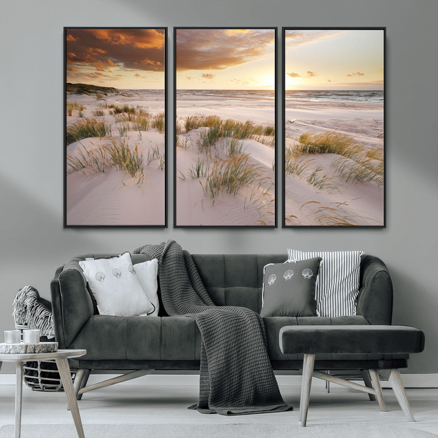 MGV-FC-48X32-3P - Flight Over Coastal Beach Landscape, Flight Over Coastal Beach Print Canvas Wall Art
