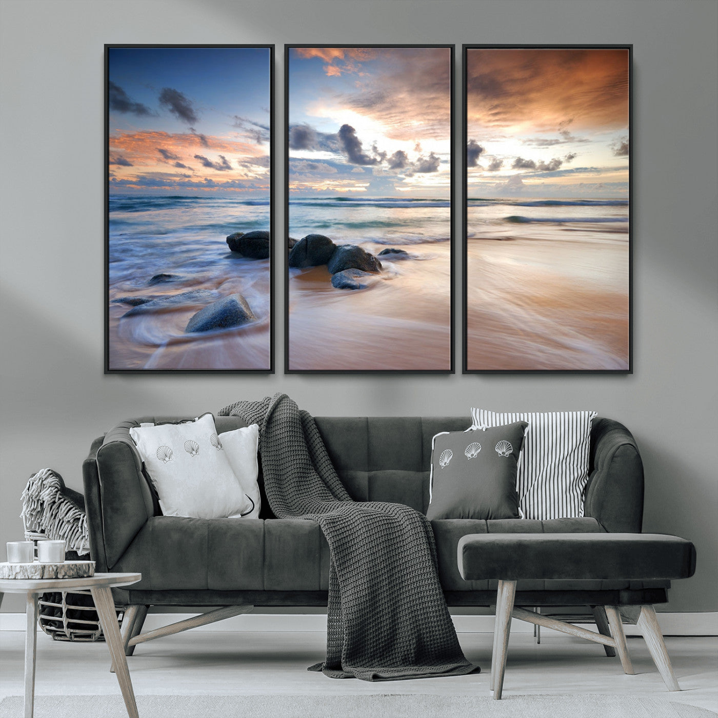 MGV-FC-48X32-3P - Serene Weather On The Beach Wall Art Canvas Print