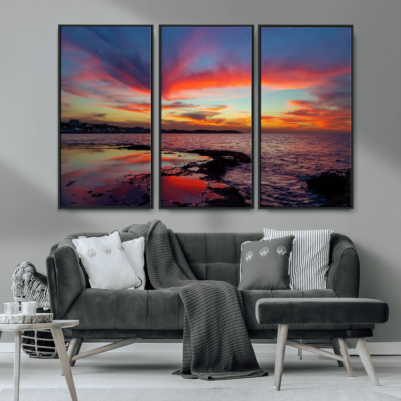 MGV-FC-48X32-3P - Glorious Sunset on The Beach Wall Art Canvas Print