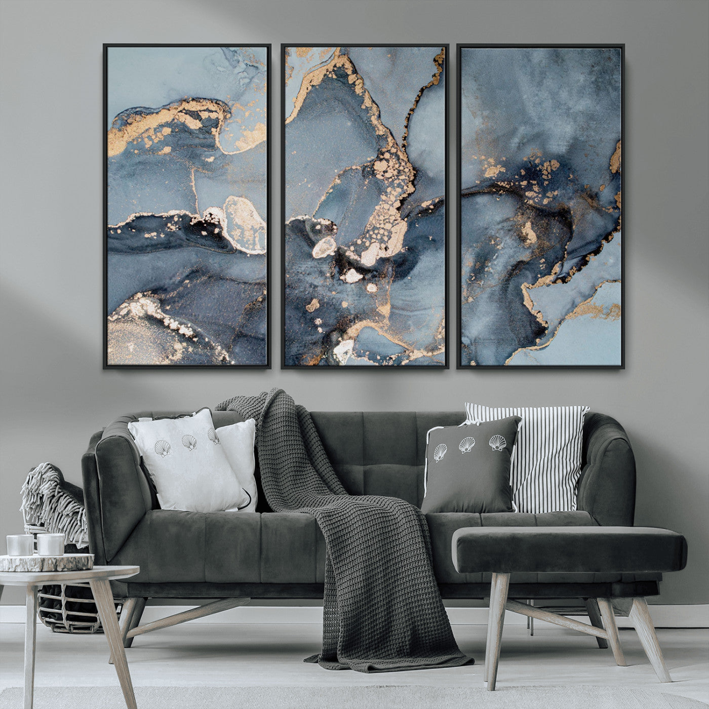 MGV-FC-48X32-3P - Multipanel Marble Fluid Effect Wall Art Abstract Canvas Wall Art Print