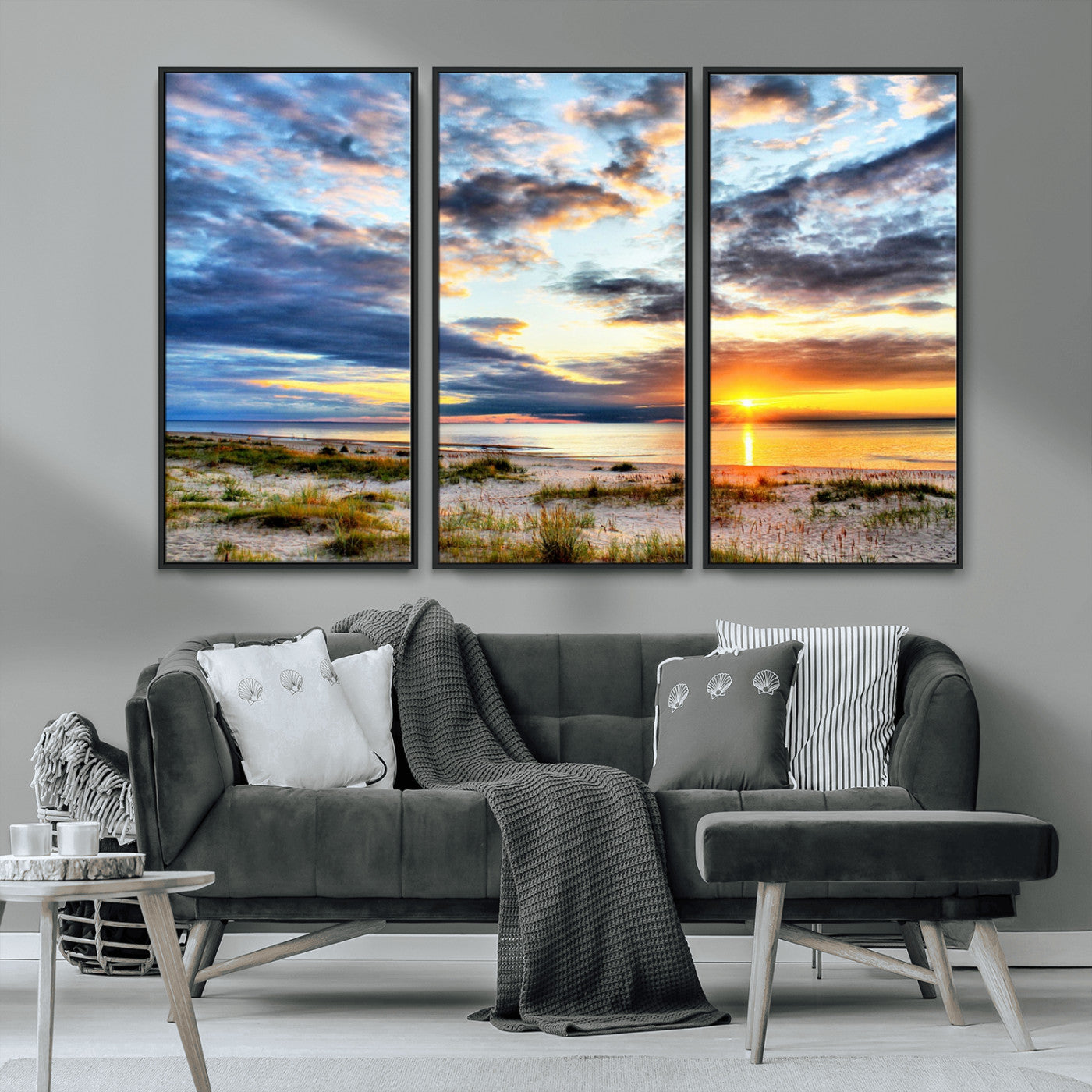 MGV-FC-48X32-3P - Sunset On The Ocean Wall Art Canvas Print
