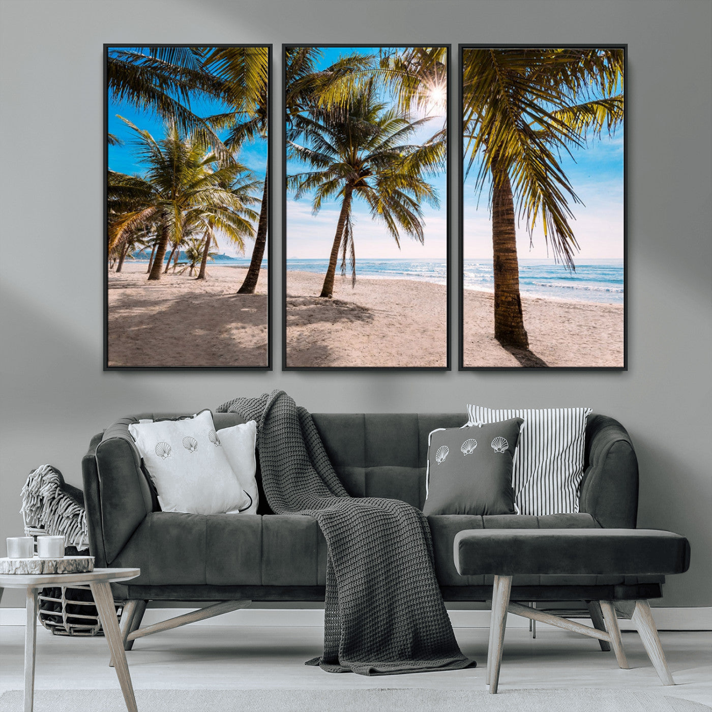 MGV-FC-48X32-3P - Palm Beach Tropical Island Wall Art Canvas Print