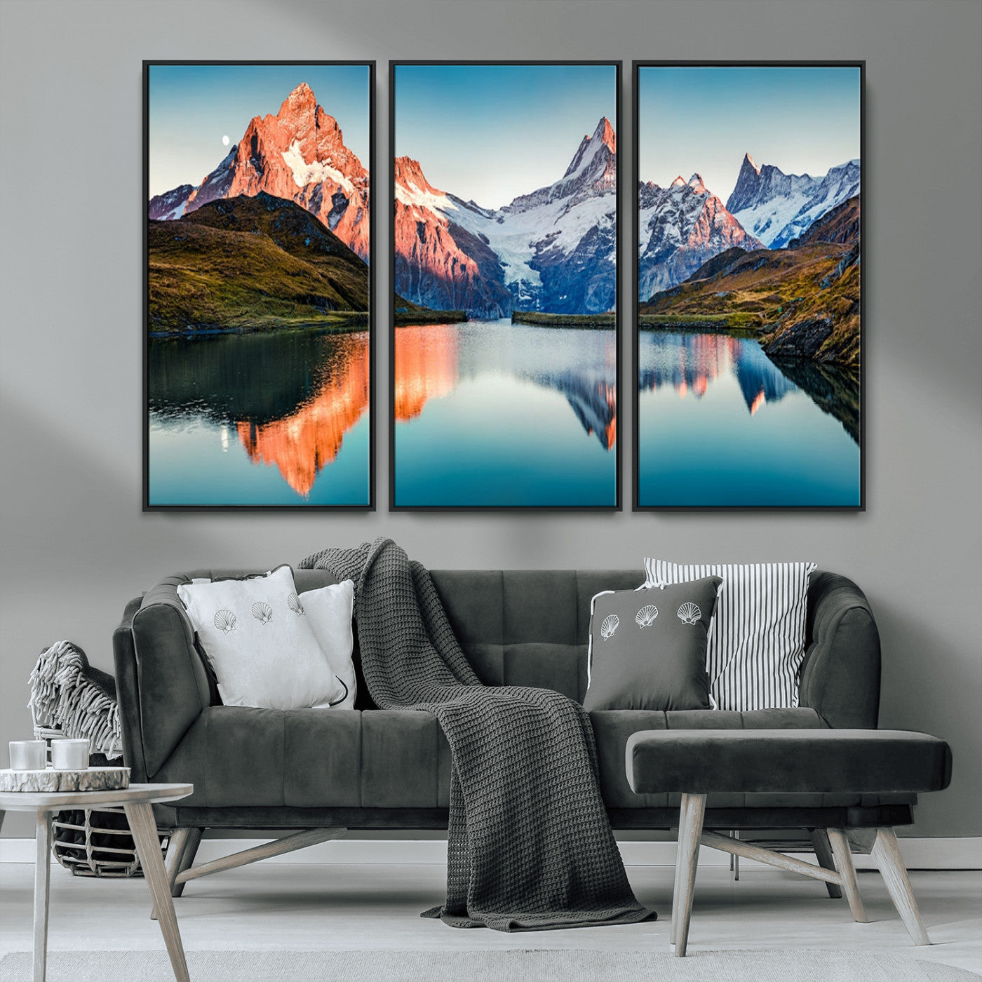 MGV-FC-48X32-3P - Landscape Mountain and Lake View Wall Art Canvas Print
