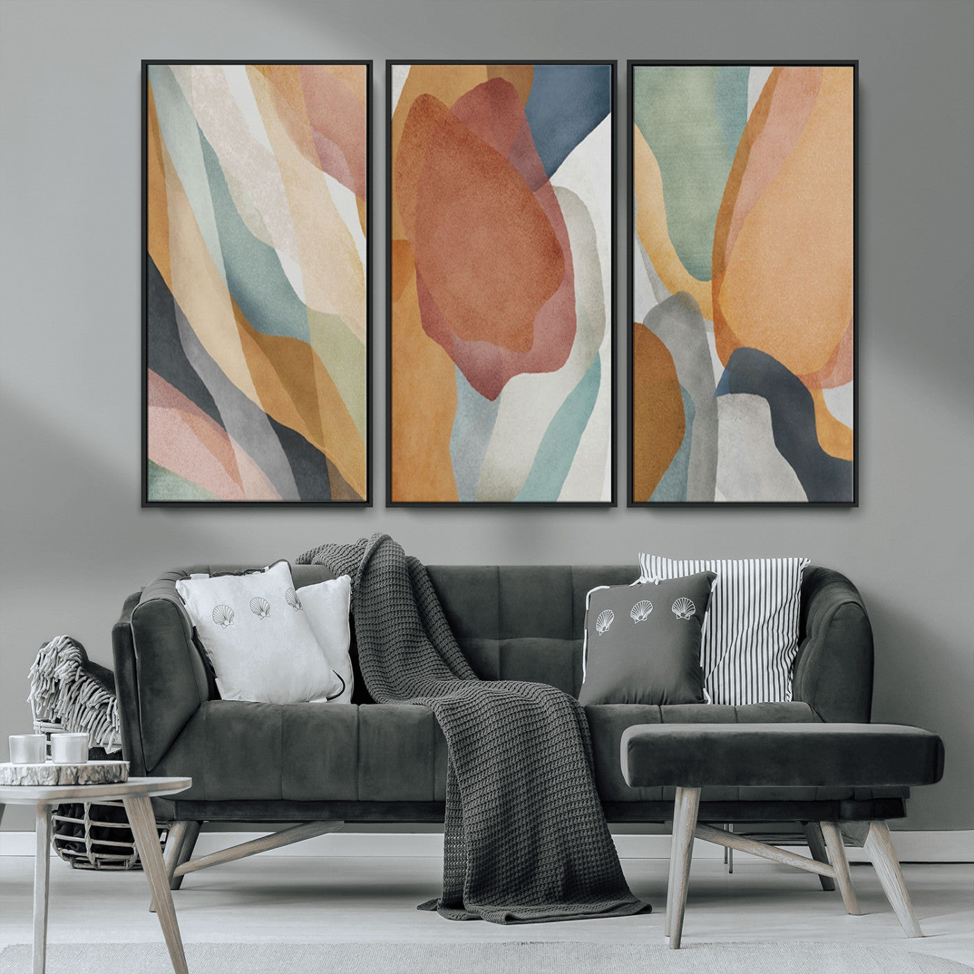 MGV-FC-48X32-3P - Boho Wall Art Canvas Print Set, Watercolor Boho Wall Art Canvas