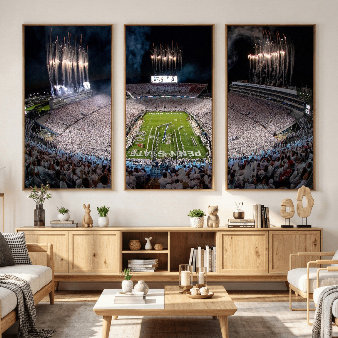 11391-MGV-CV-36X24 - Penn State Football Wall Art Canvas Print – Framed Stadium Game Day Sports Team Spirit Artwork for Home, Office