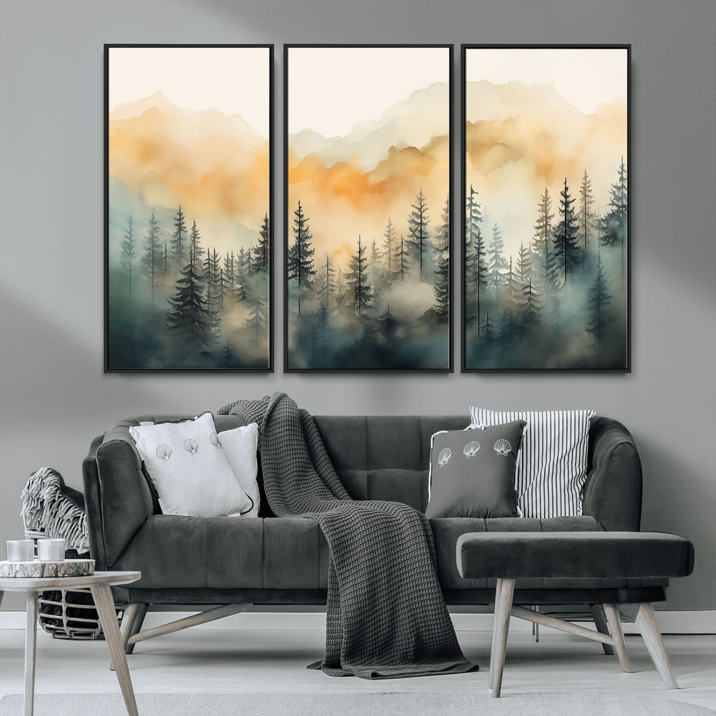 34155-MGV-CV-36X24-Abstract Forest Print - Mountain Wall Art | Autumn Landscape Canvas Print for Living Room, Bedroom, or Office | Large Wall Art Decor