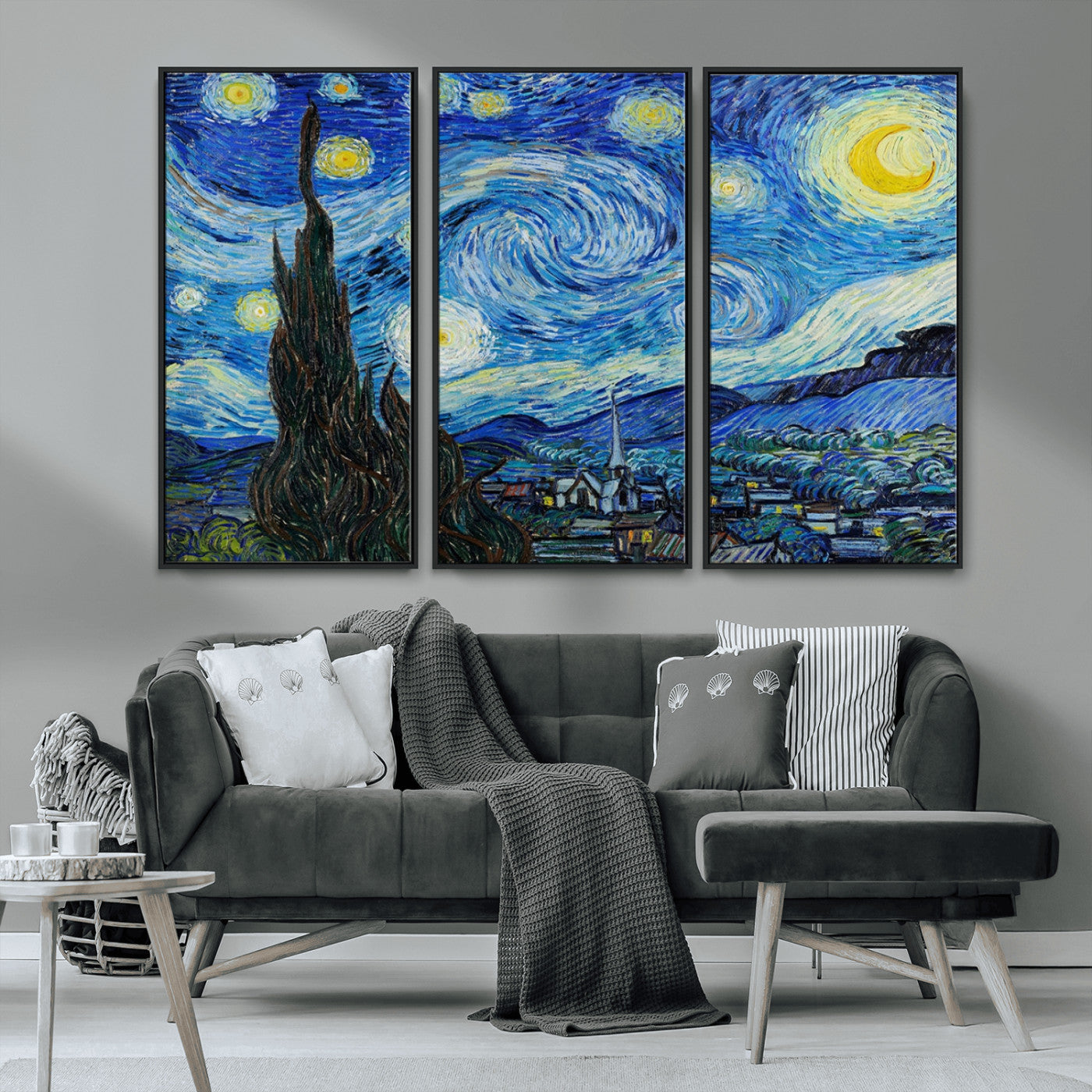 MGV-FC-48X32-3P - Vincent Van Gogh The Starry Night Abstract Wall Art Canvas Print