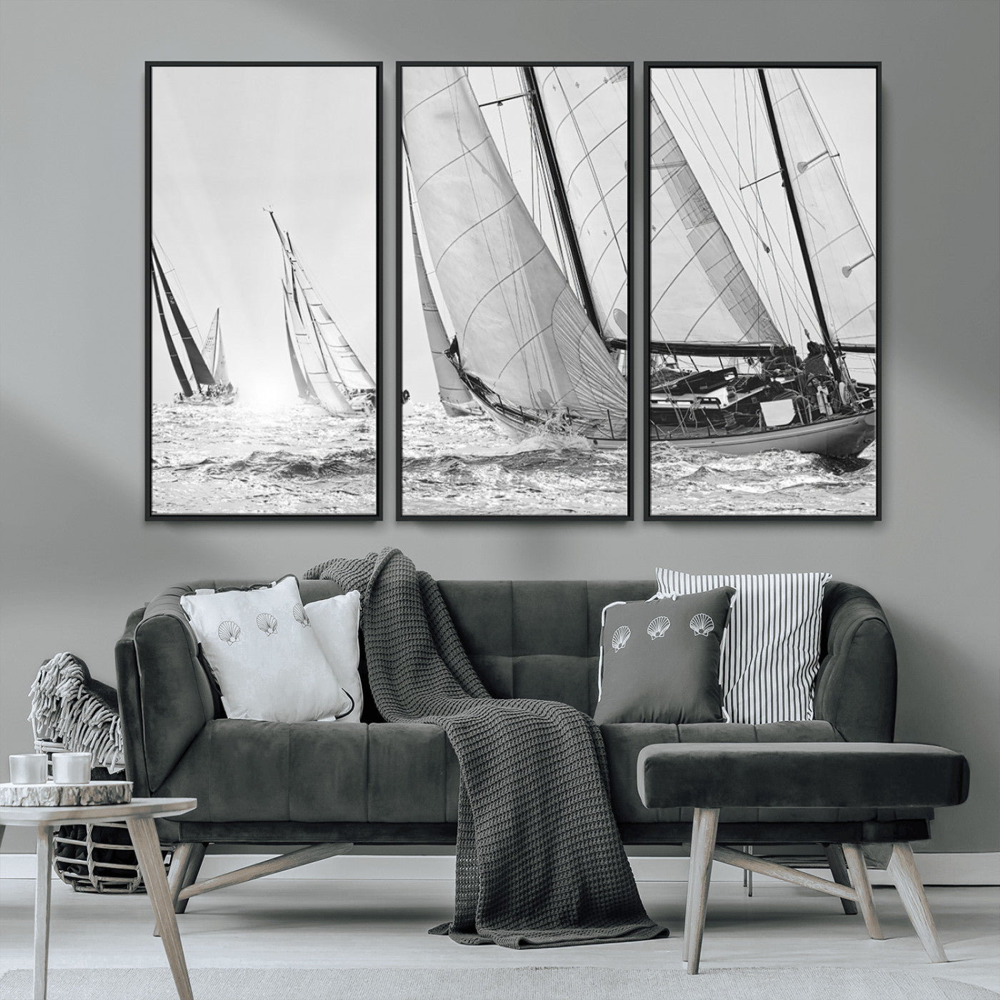 MGV-FC-48X32-3P - Yacht Sailboat Regatta Canvas Wall Art Canvas Print
