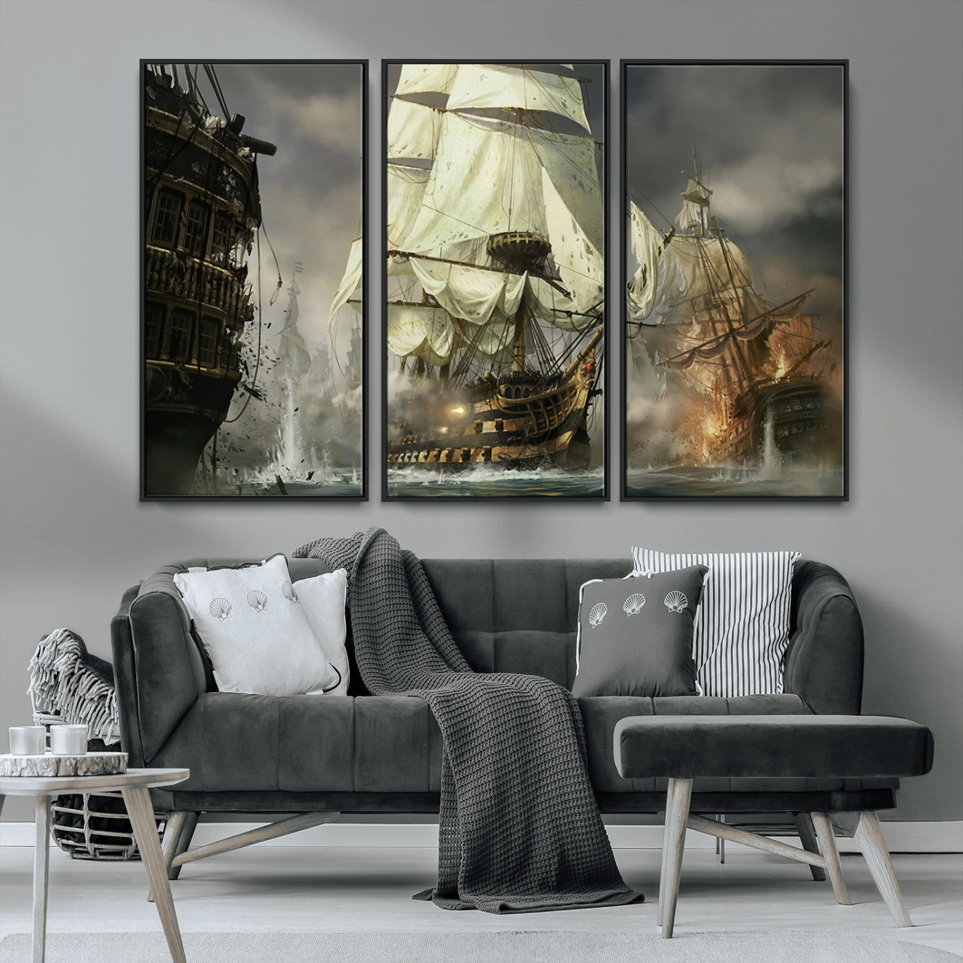 MGV-FC-48X32-3P - Pirate Ship War Wall Art Canvas Print