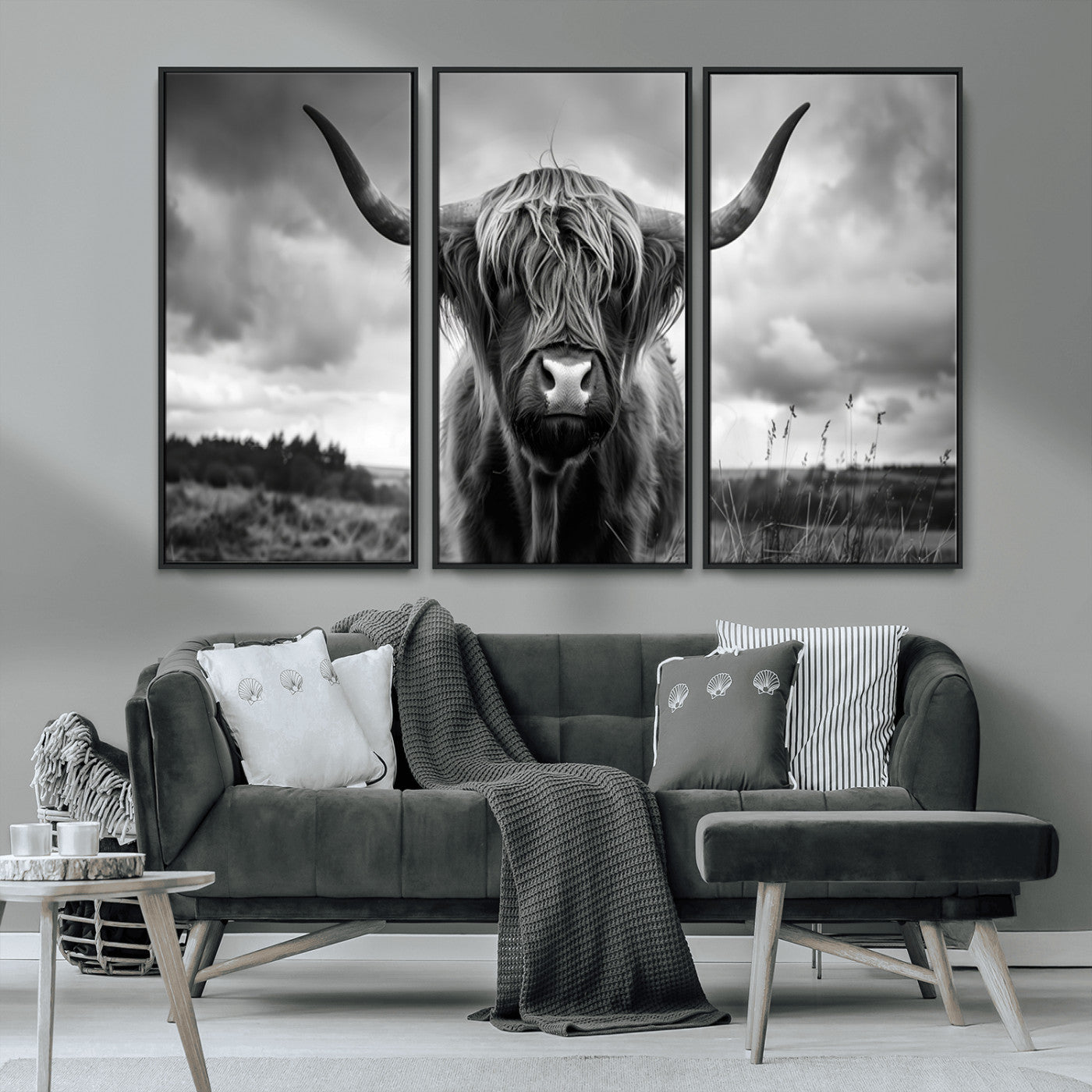 -Scottish Cow Wall Art Canvas Print | Longhorn Wall Art | Bighorn Animal Wall Art