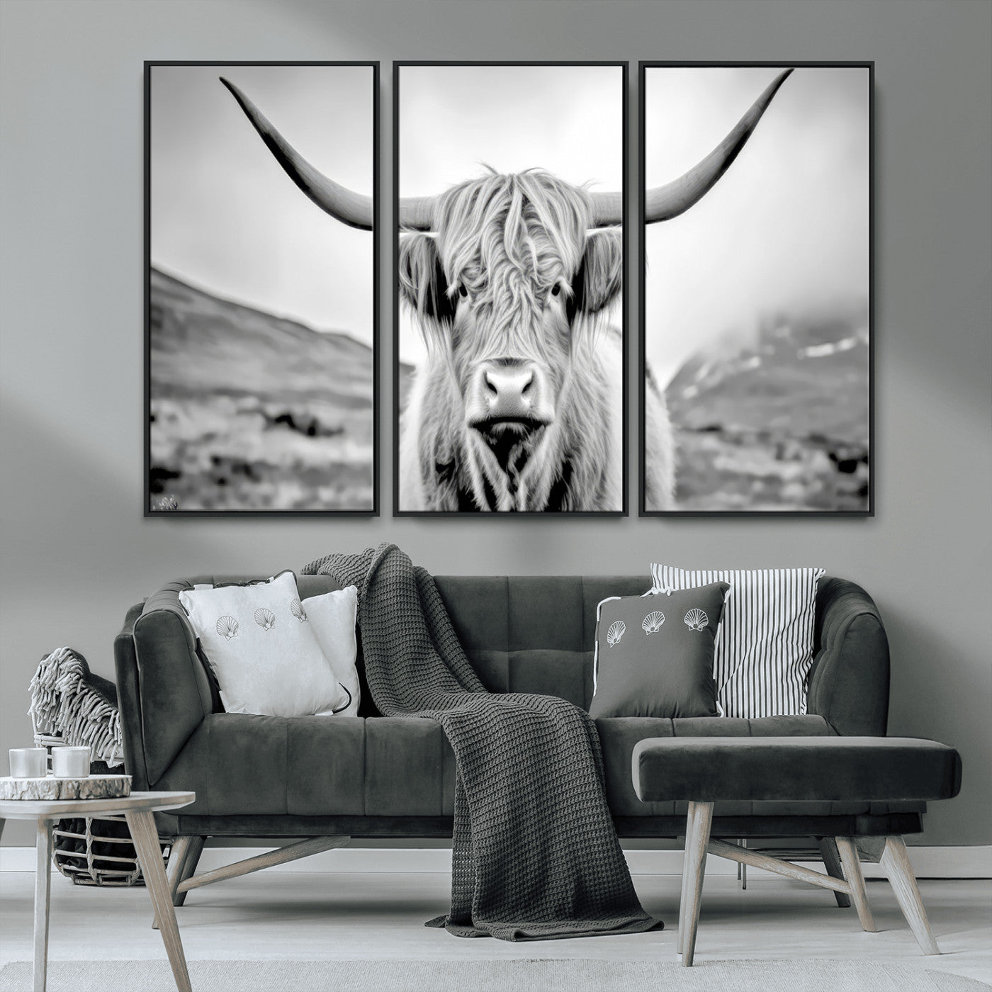 MGV-FC-48X32-3P - Scottish Cow Wall Art Canvas Print