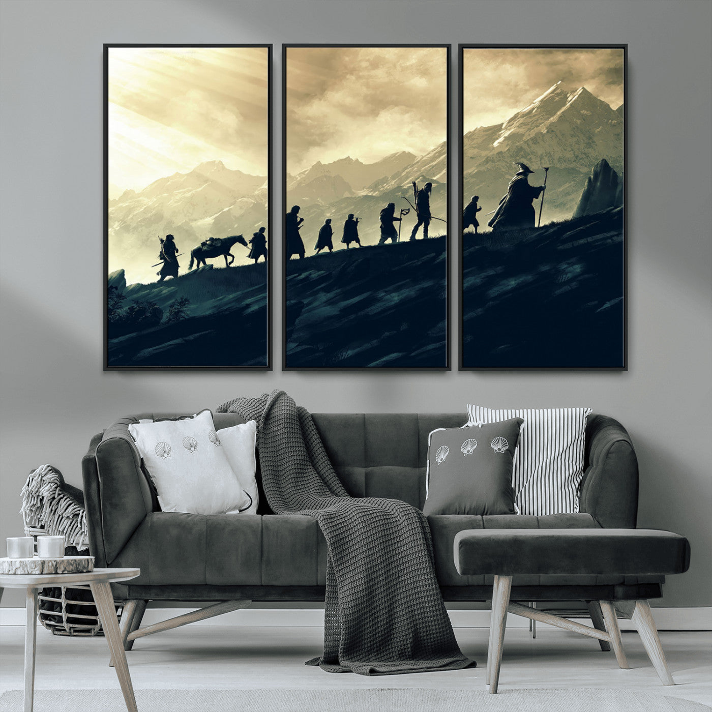 41574-MGV-CV-36X24-Lord of the Rings Silhouette Wall Art Capturing the Epic Quest Through Middle-Earth - The