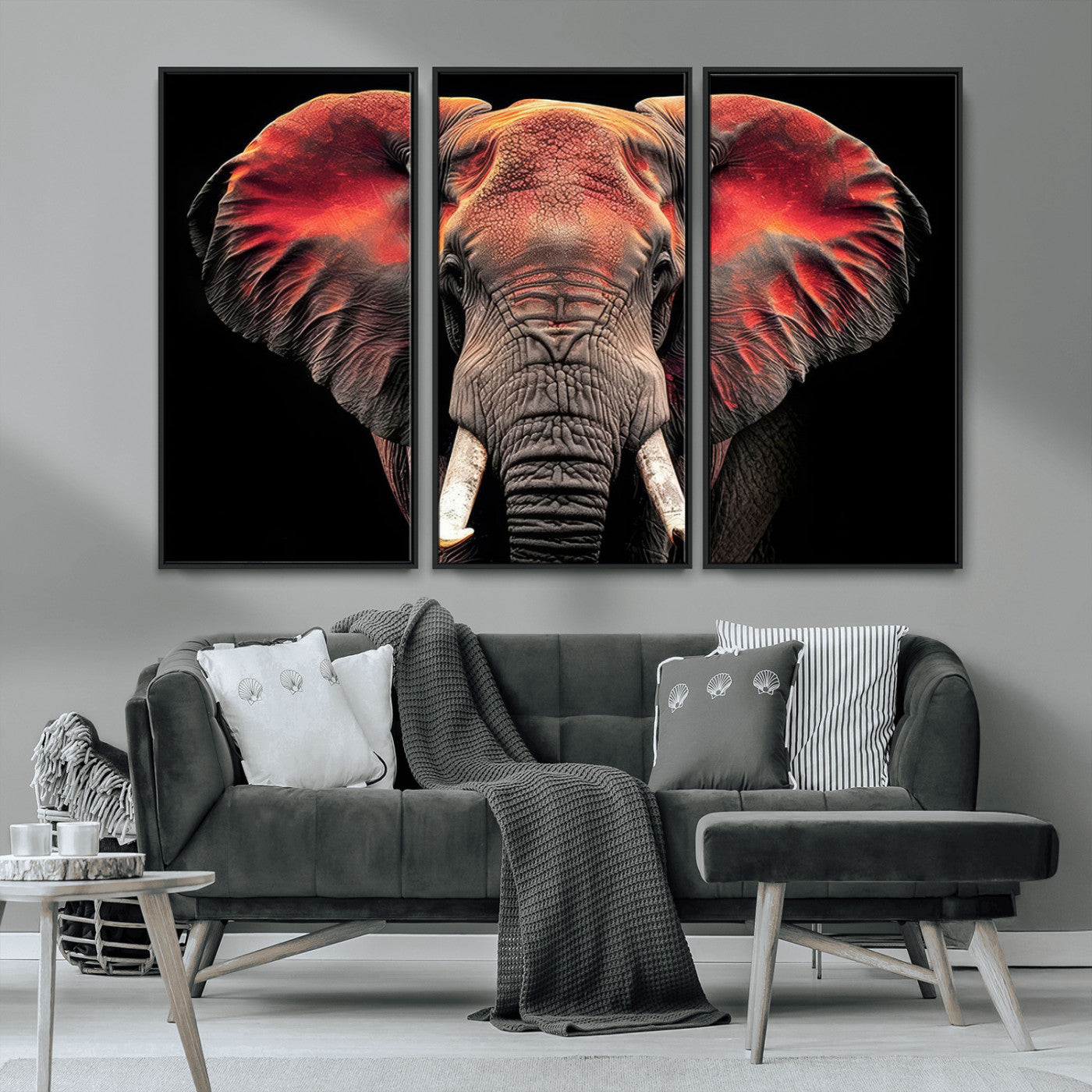 54719-MGV-FC-48X32-3P_Black-Elephant Wall Art Canvas Print