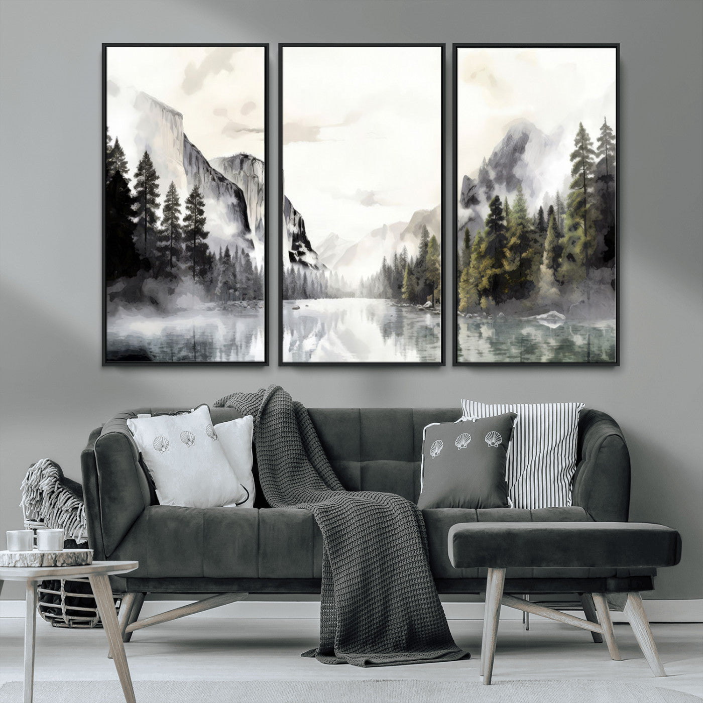 MGV-FC-48X32-3P - Yosemite Valley Wall Art Canvas Print – Framed and Ready to Hang – Majestic Nature Landscape Décor
