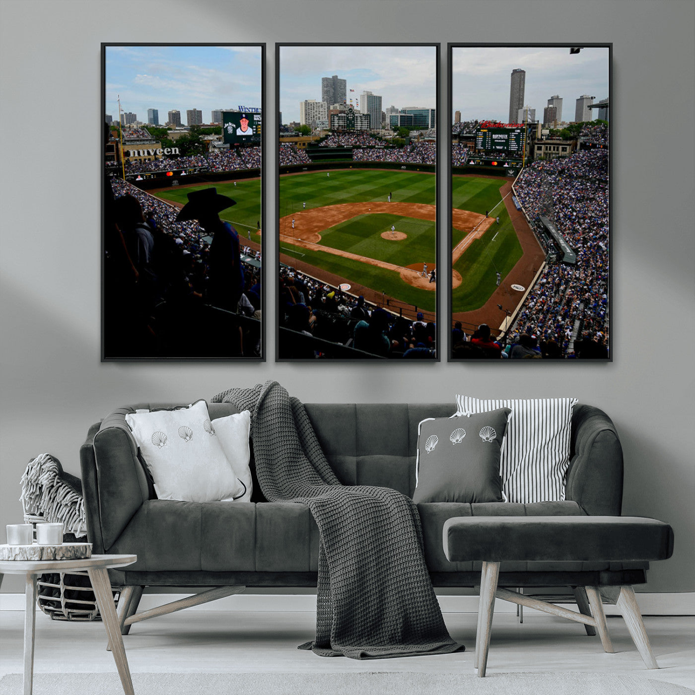 MGV-FC-48X32-3P - Chicago Cubs Baseball Team Print - Wrigley Field Stadium Wall Art Canvas Print