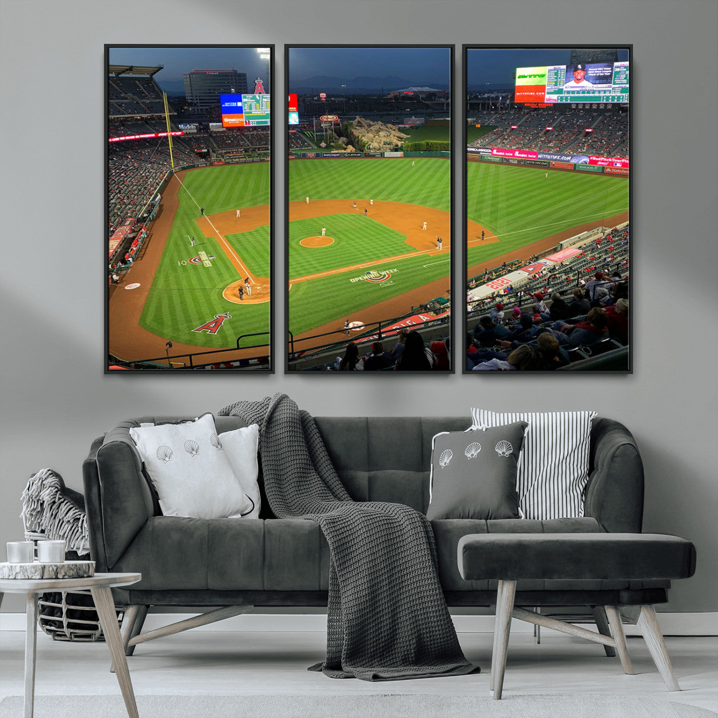 MGV-FC-48X32-3P - Angel Stadium Aerial View – Los Angeles Angels Baseball Canvas Print, Framed, Ready to Hang