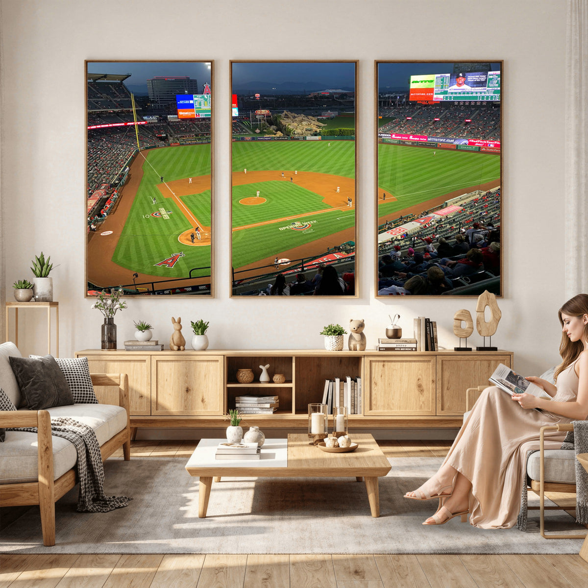 93707-MGV-CV-36X24 - Angel Stadium Aerial Canvas Print | Los Angeles Angels Baseball