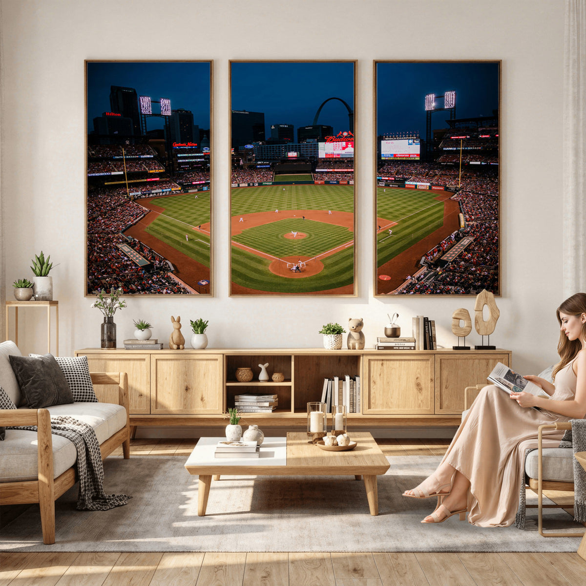 38612-MGV-CV-36X24 - St. Louis Cardinals Baseball Team Print - Busch Stadium Wall Art