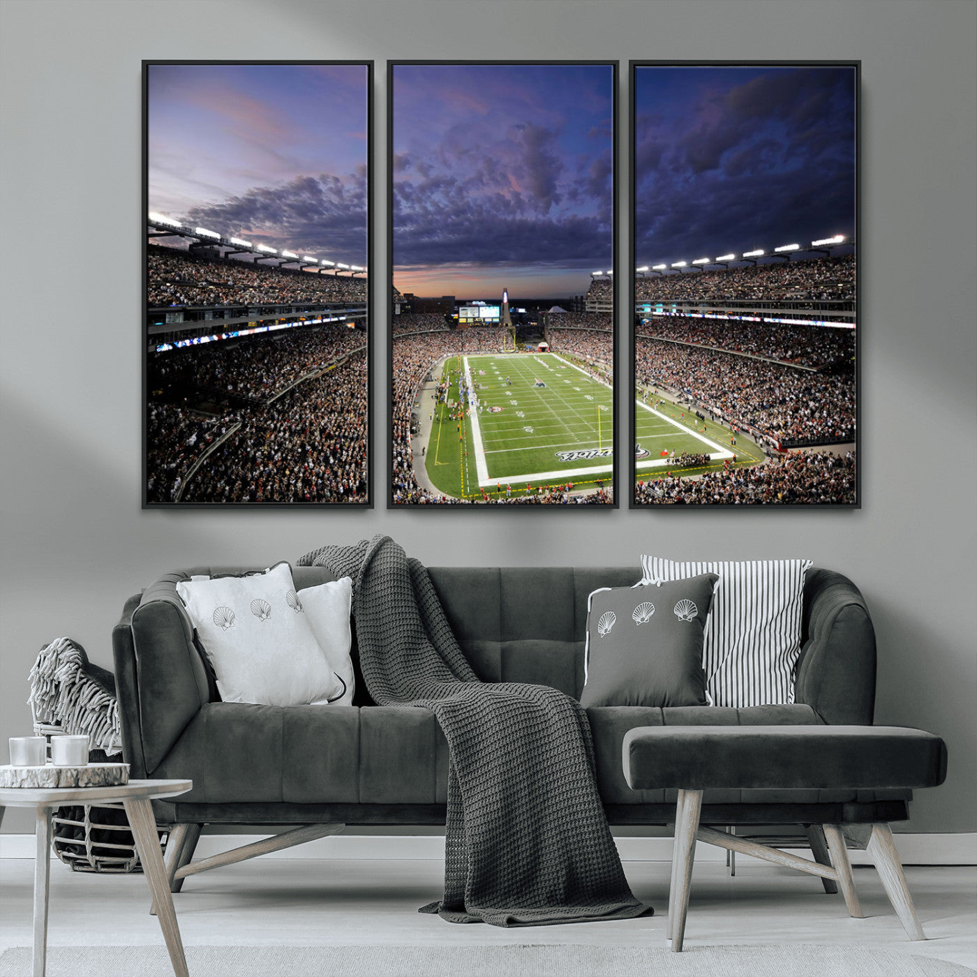 MGV-FC-48X32-3P - New England Patriots Football Team Print - Foxborough Gillette Stadium Wall Art Canvas Print
