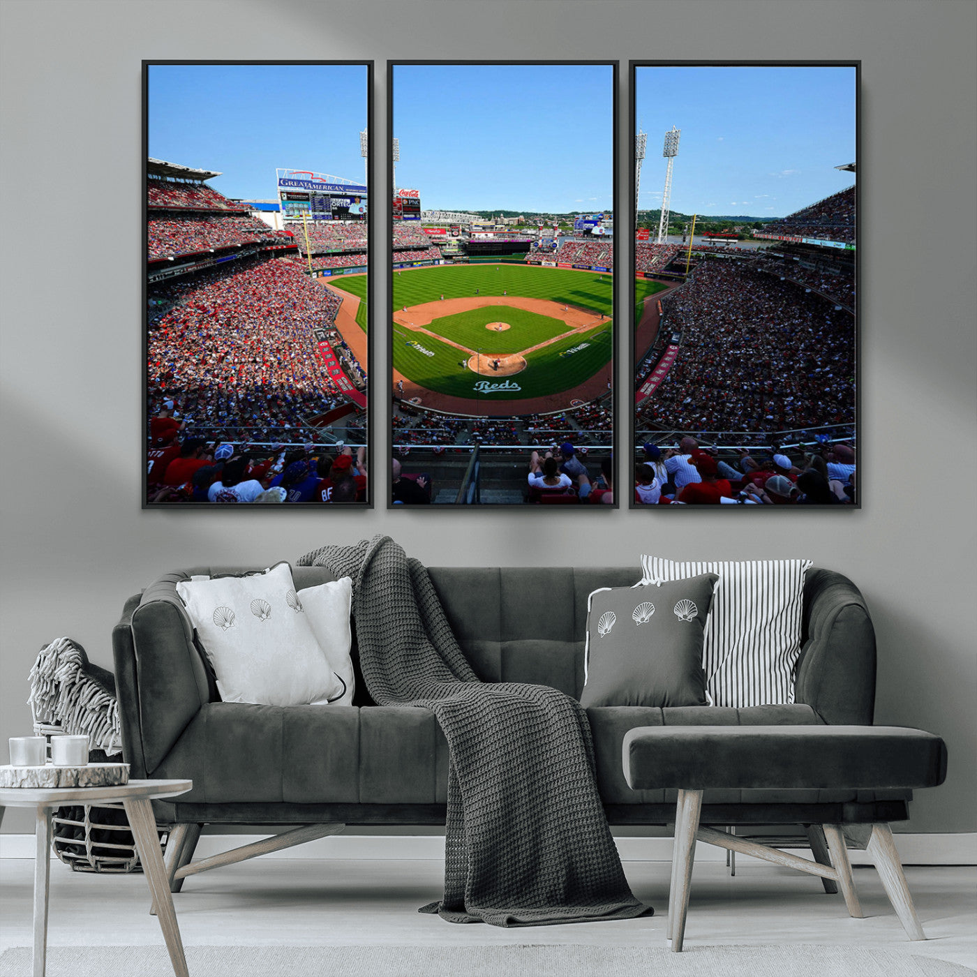 MGV-FC-48X32-3P - Cincinnati Reds Baseball Team Print - Great American Ball Park Stadium Wall Art Canvas Print