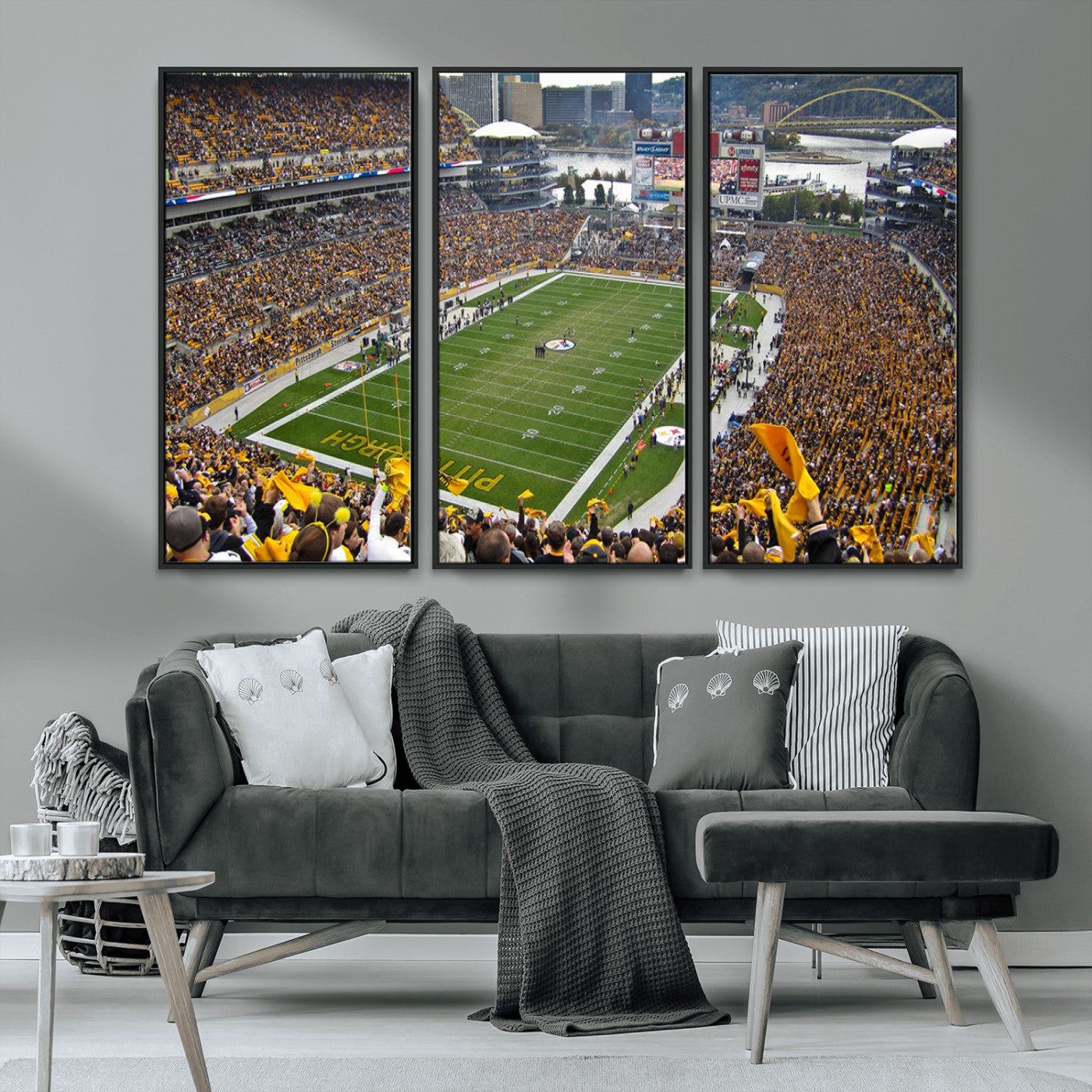 MGV-FC-48X32-3P - Pittsburgh Steelers Football Team Print - Pittsburgh Heinz Field Stadium Wall Art Canvas Print