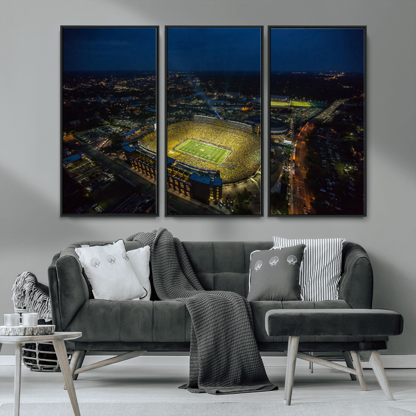 MGV-FC-48X32-3P - Michigan Wolverines Football Team Print - Michigan Stadium Wall Art Canvas Print