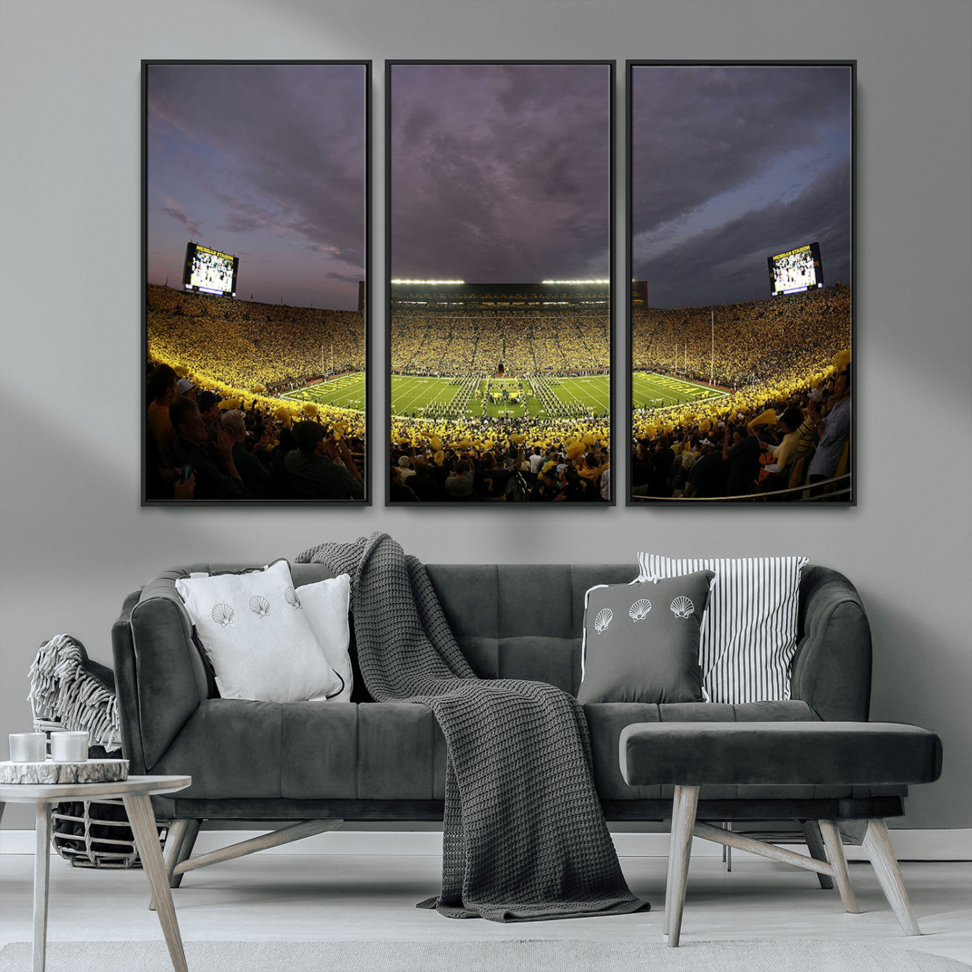 MGV-FC-48X32-3P - Michigan Wolverines Football Team Print - Michigan Stadium Wall Art Canvas Print
