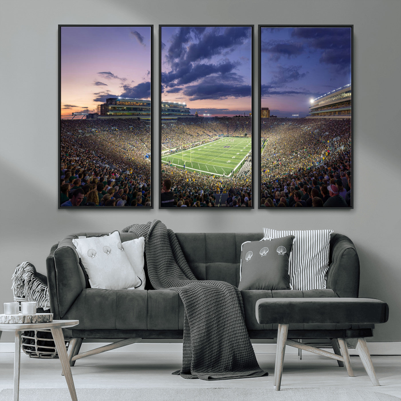 MGV-FC-48X32-3P - Notre Dame Fighting Irish Football Team Print - Notre Dame Stadium Wall Art Canvas Print
