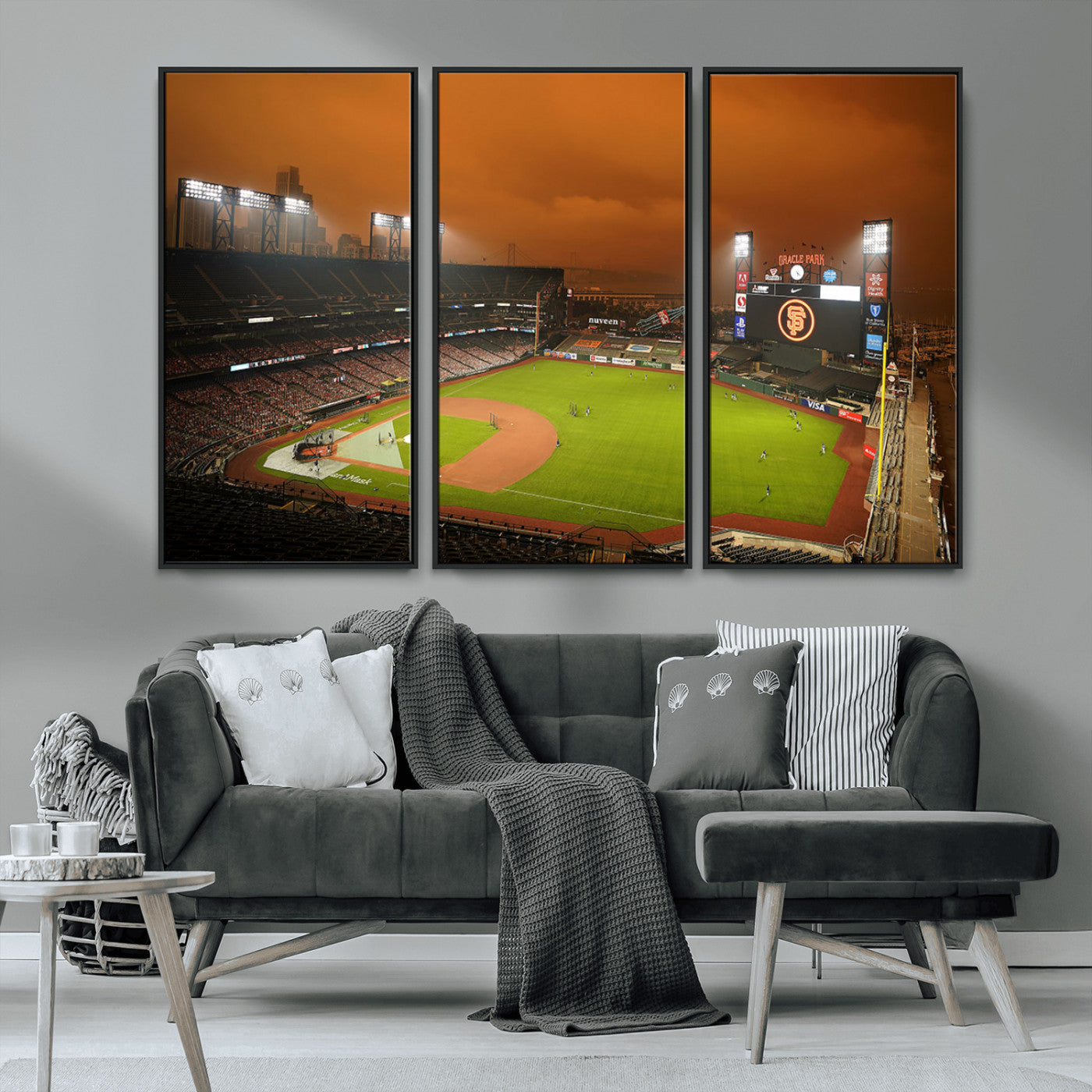 MGV-FC-48X32-3P - San Francisco Giants Baseball Team Print - Oracle Park Stadium Wall Art Canvas Print