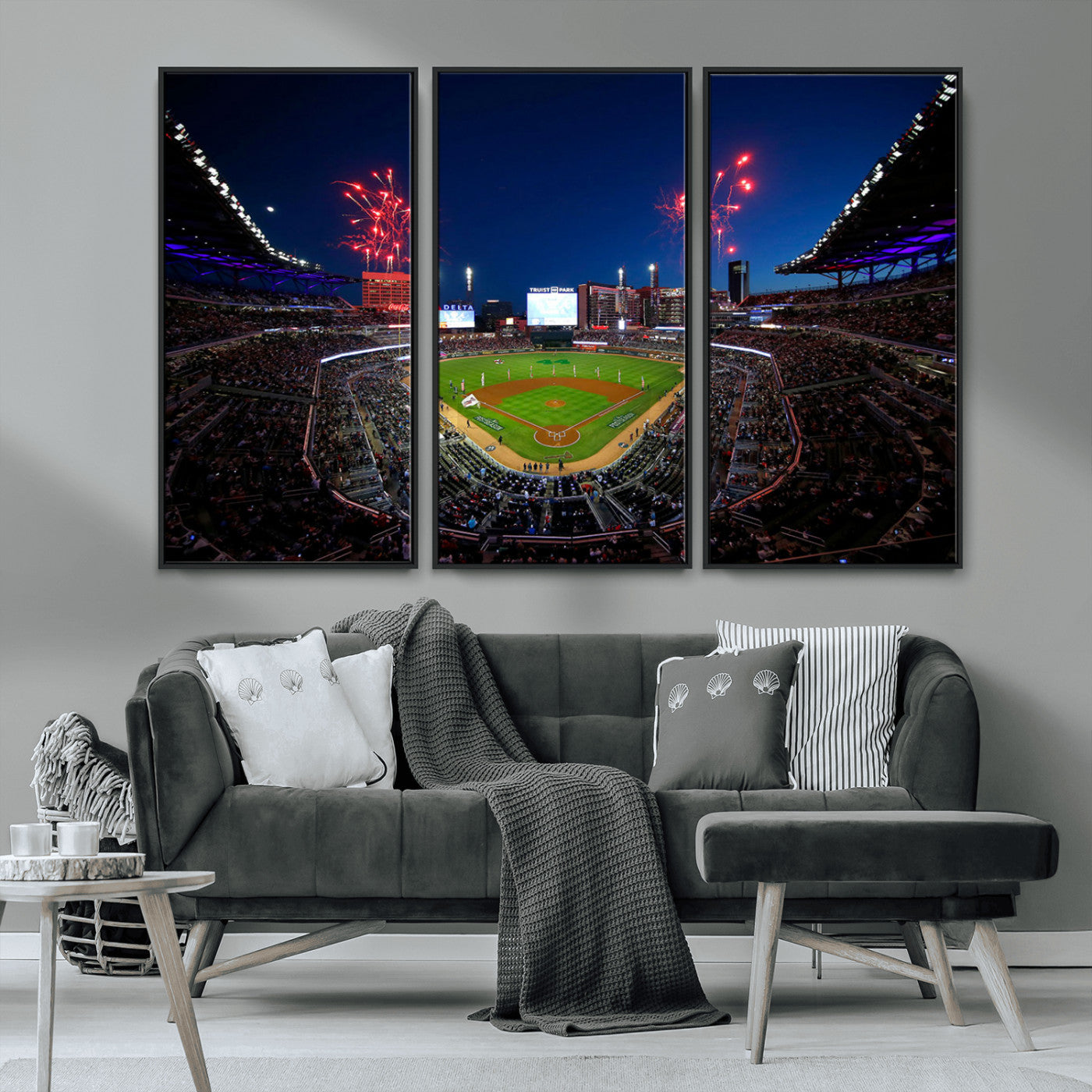 MGV-FC-48X32-3P - Truist Park Atlanta Braves Baseball Stadium Wall Art Print | Large 3-Panel Canvas Print for Sports