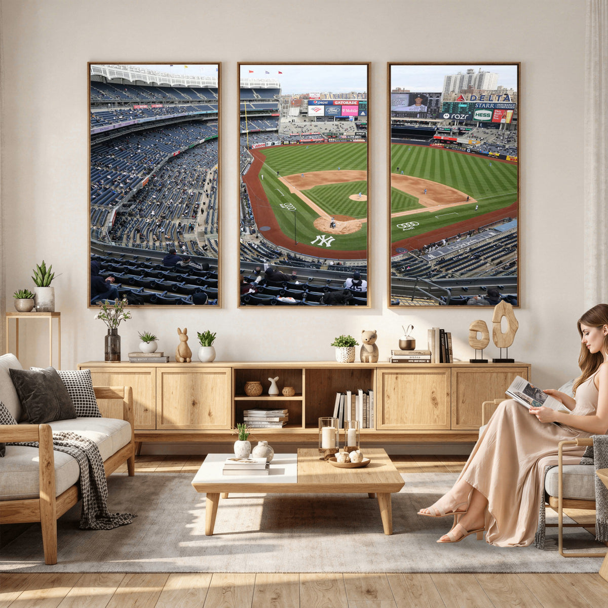 45784-MGV-CV-36X24 - New York Yankees Baseball Team Print, Yankee Stadium Wall Art Canvas Print