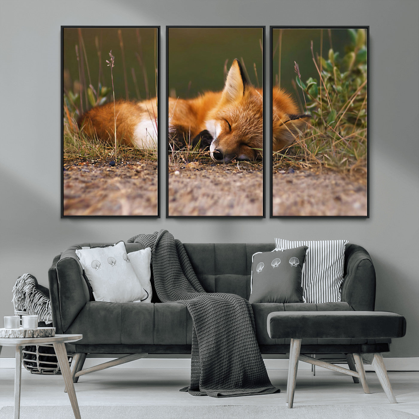 -Sleeping Fox Wall Art Canvas Print, Farmhouse Wall Decor and Animal Wall Art Print