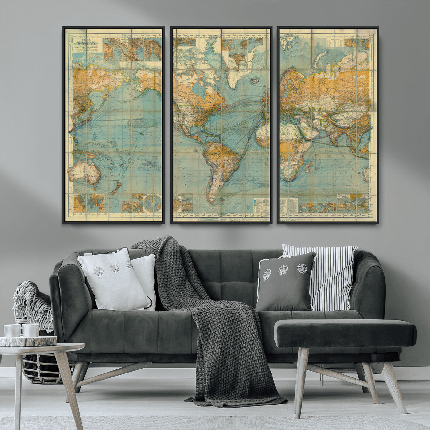 MGV-FC-48X32-3P - Push Pin World Map Canvas Print – Framed Wall Art for Couples to Track Their Travels – Anniversary