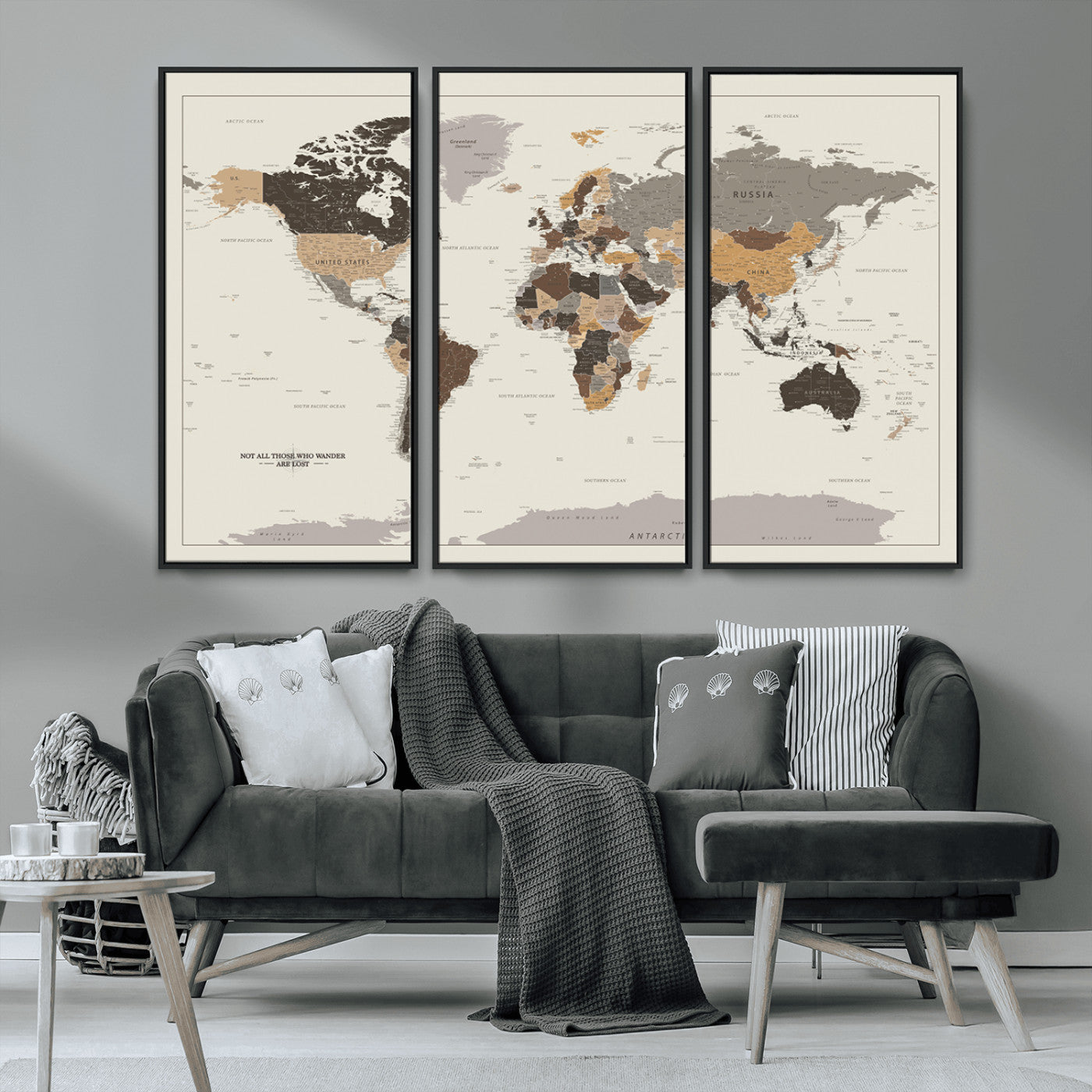 MGV-FC-48X32-3P - Push Pin World Map Canvas Print – Framed Wall Art for Couples to Track Their Travels – Anniversary