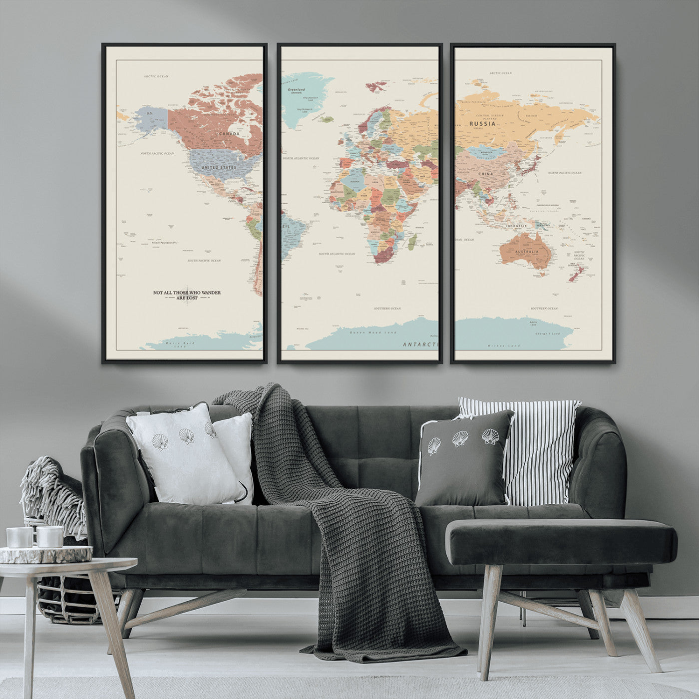 MGV-FC-48X32-3P - Push Pin World Map Canvas Print – Framed Wall Art for Couples to Track Their Travels – Anniversary