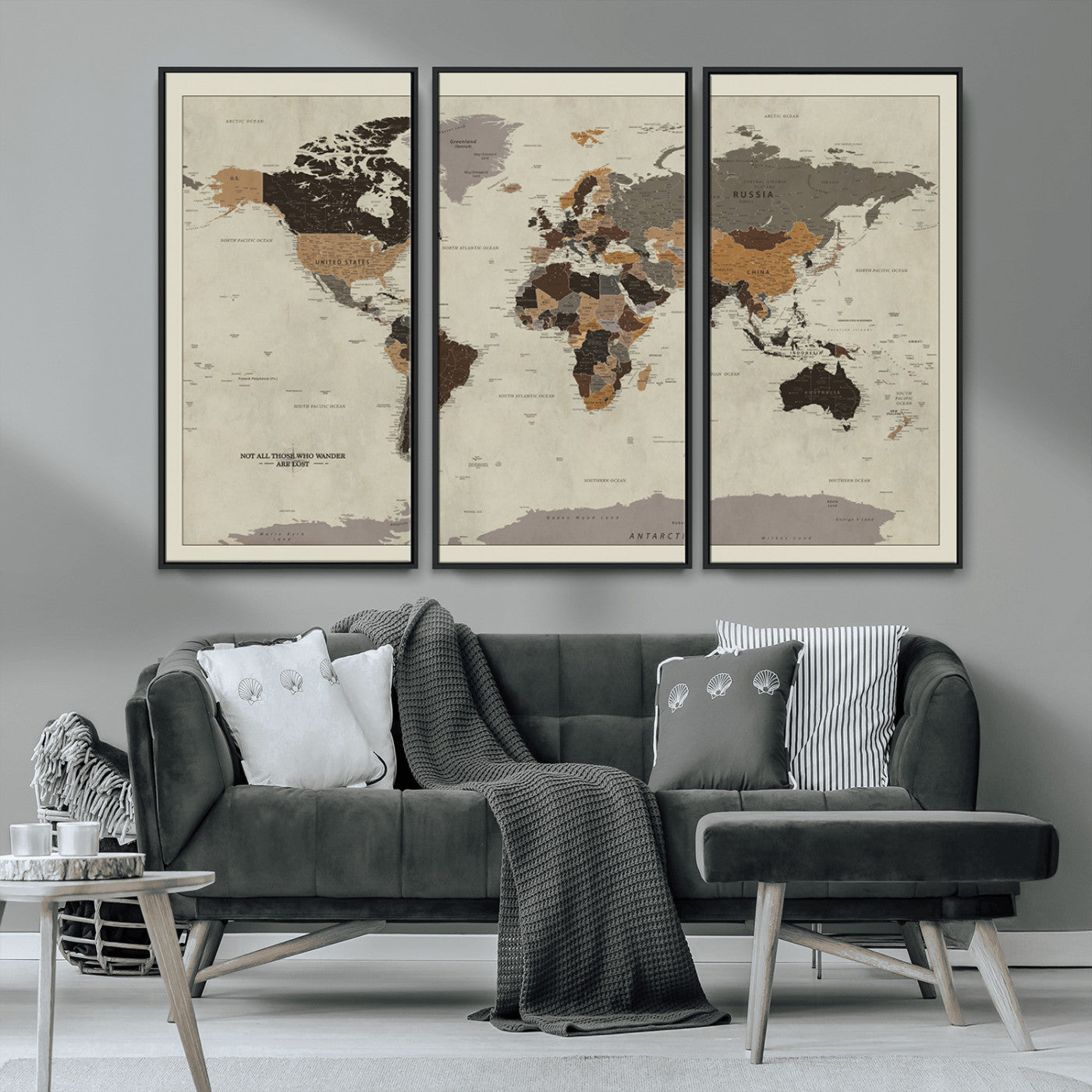 MGV-FC-48X32-3P - Push Pin World Map Canvas Print – Framed Wall Art for Couples to Track Their Travels – Anniversary