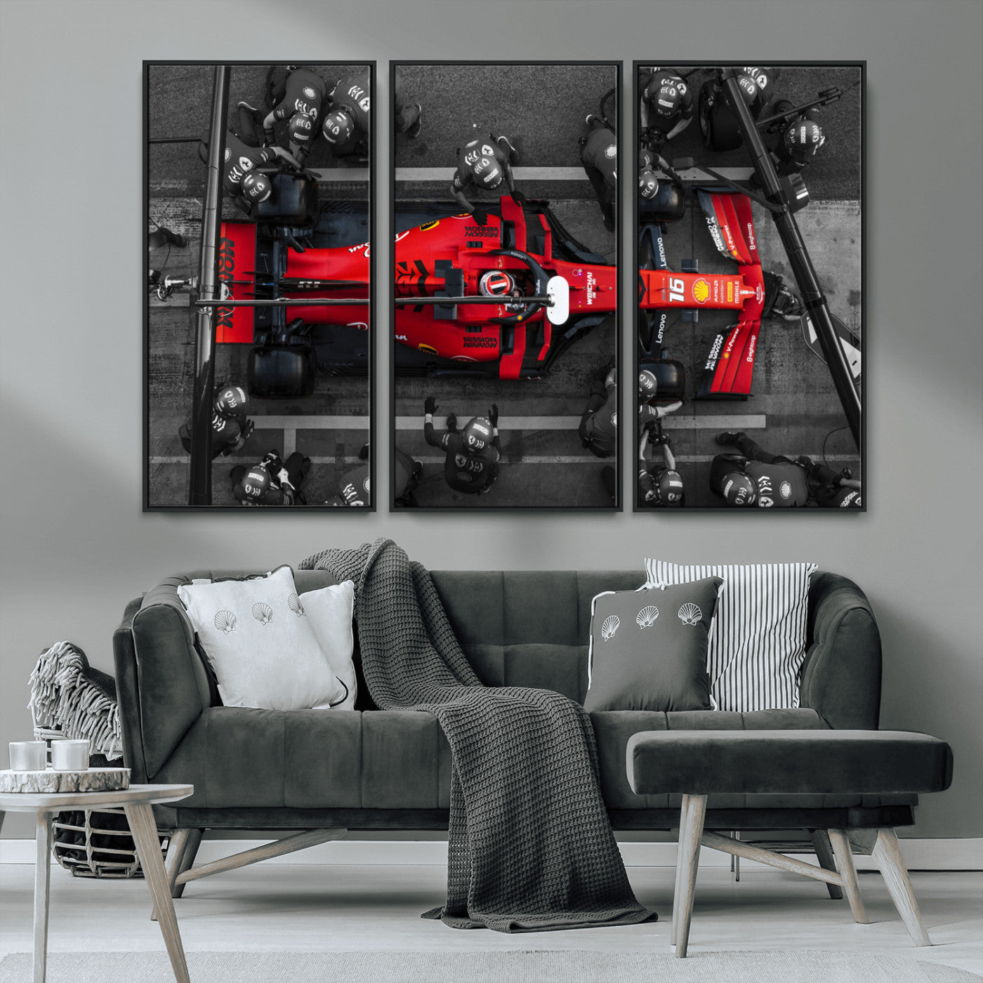 MGV-FC-48X32-3P - Ferrari Pit Stop Canvas Wall Art – Precision and Speed Captured in Bold Motorsport Imagery – Ready