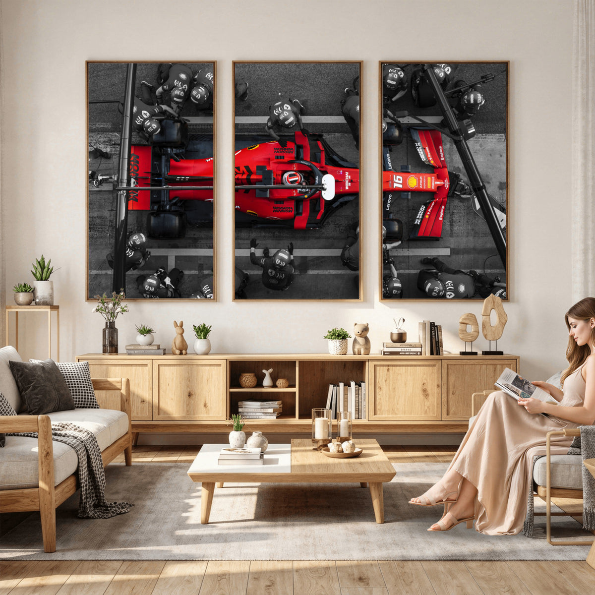 99356-MGV-CV-36X24 - Ferrari Pit Stop Canvas Wall Art | Precision and Speed