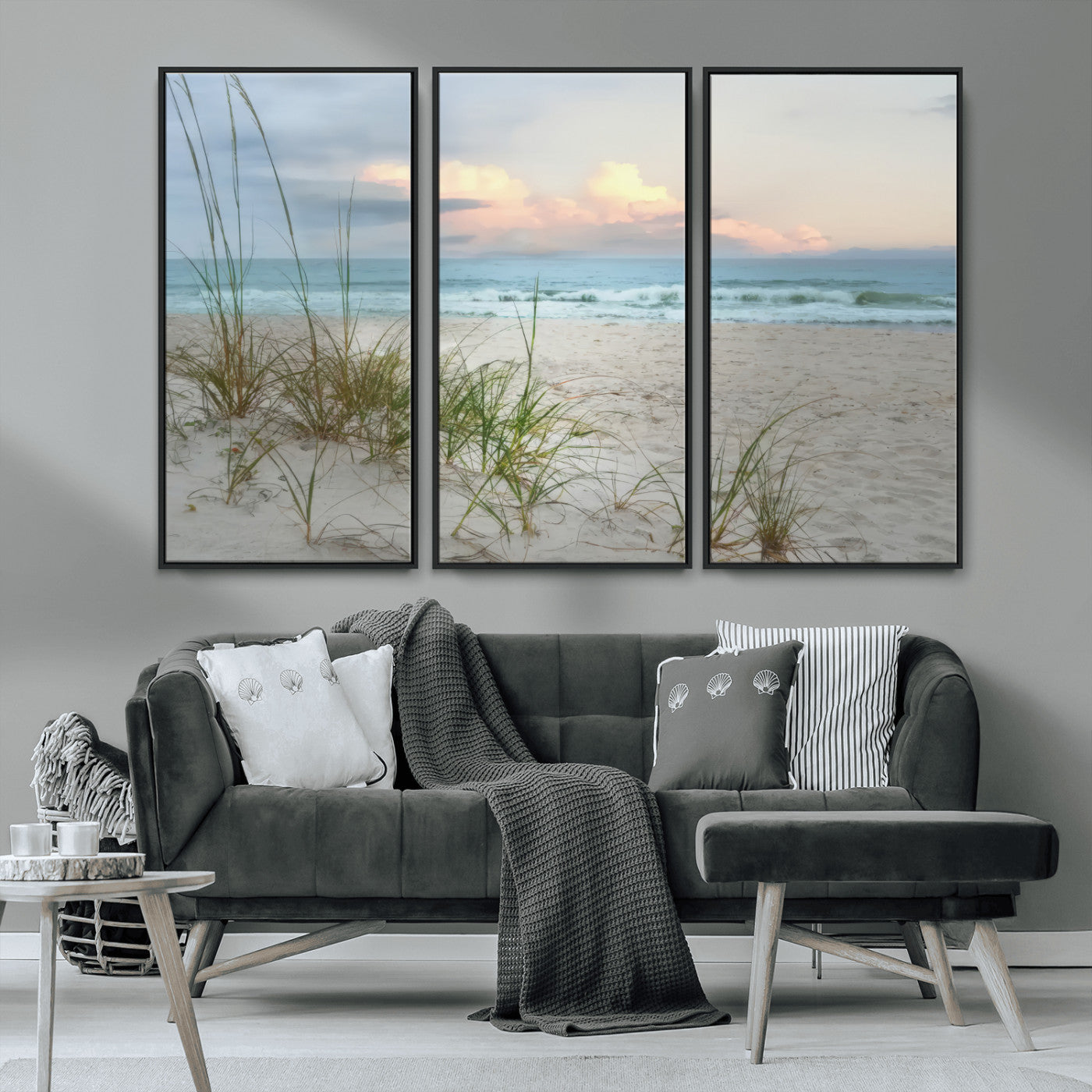 MGV-FC-48X32-3P - Flight Over Coastal Beach Landscape, Flight Over Coastal Beach Print Canvas Wall Art