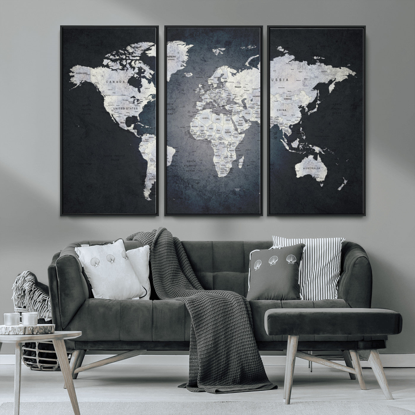 MGV-FC-48X32-3P - World Map Wall Art Canvas Print for Home and Office Decor