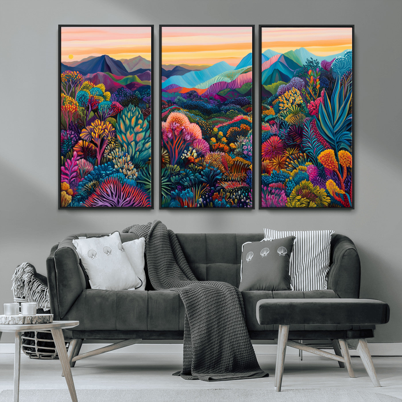 MGV-FC-48X32-3P - Colorful Abstract Landscape Wall Art Print Canvas - Vibrant Modern Decor for Living Room, Office, or