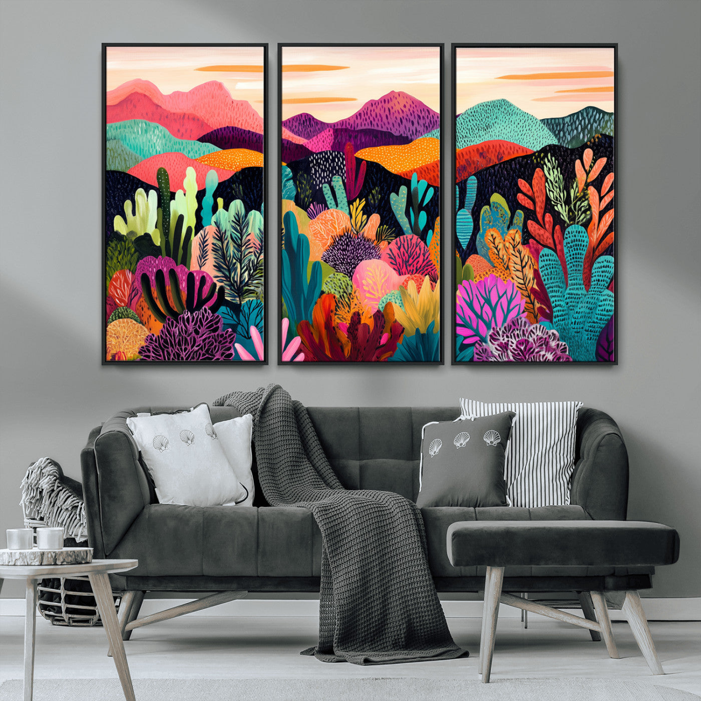 MGV-FC-48X32-3P - Abstract Kusama Print - Landscape Canvas Wall Art Print - Vibrant Modern Decor for Living Room,