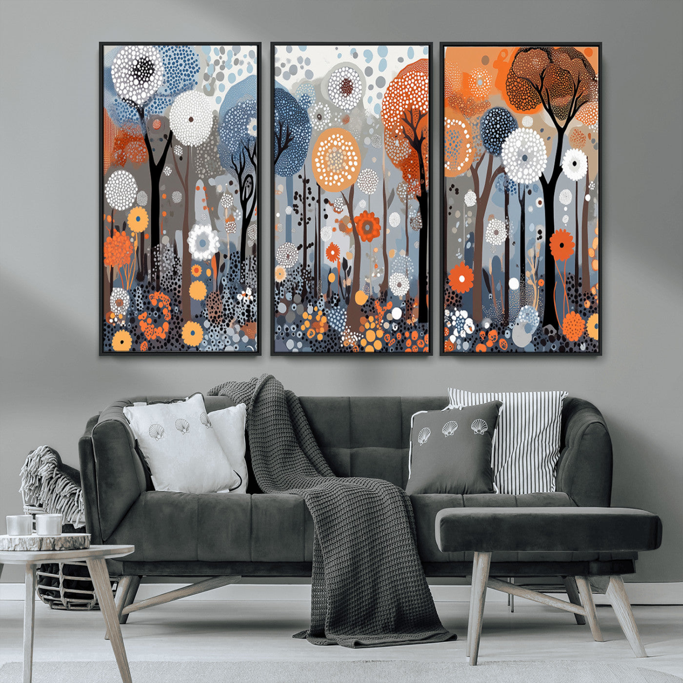 MGV-FC-48X32-3P - Abstract Winter Landscape Canvas Wall Art Print - Large Colorful Nature Wall Decor