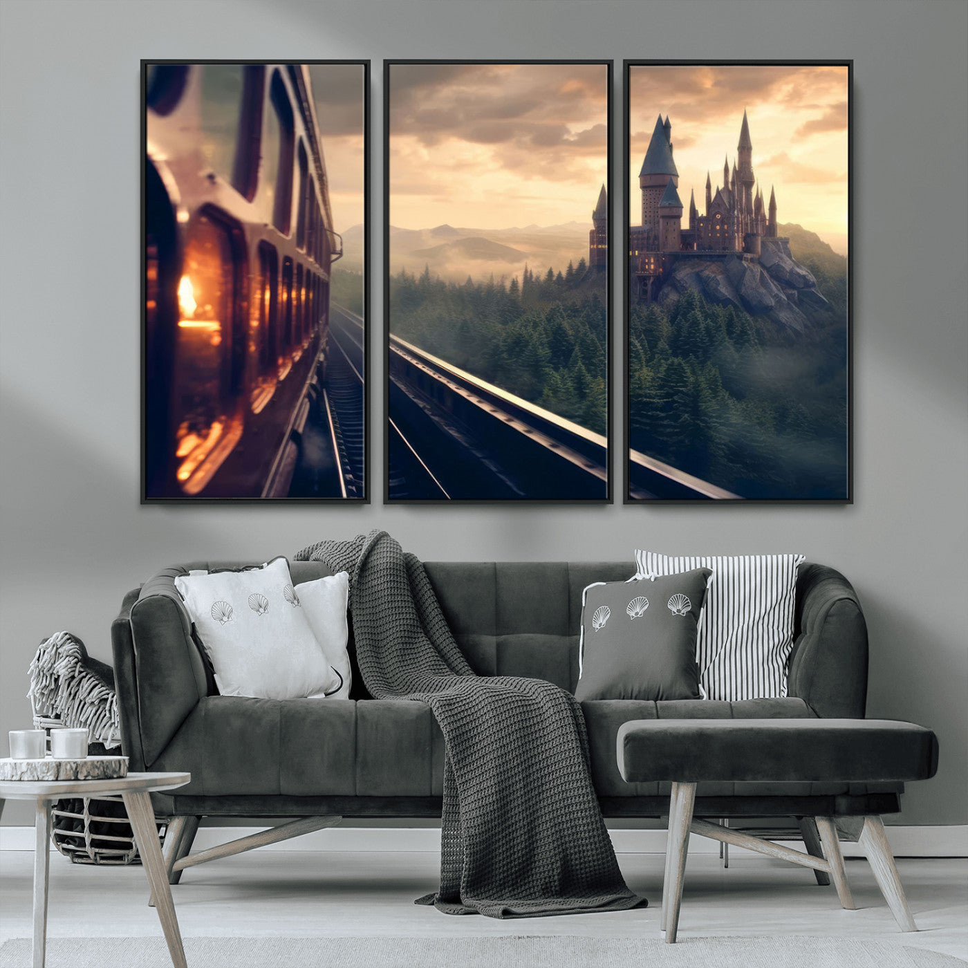 MGV-FC-48X32-3P - Harry Castle Wall Art Canvas Print, Wizard School Wall Art Print, Movie Wall Art Print