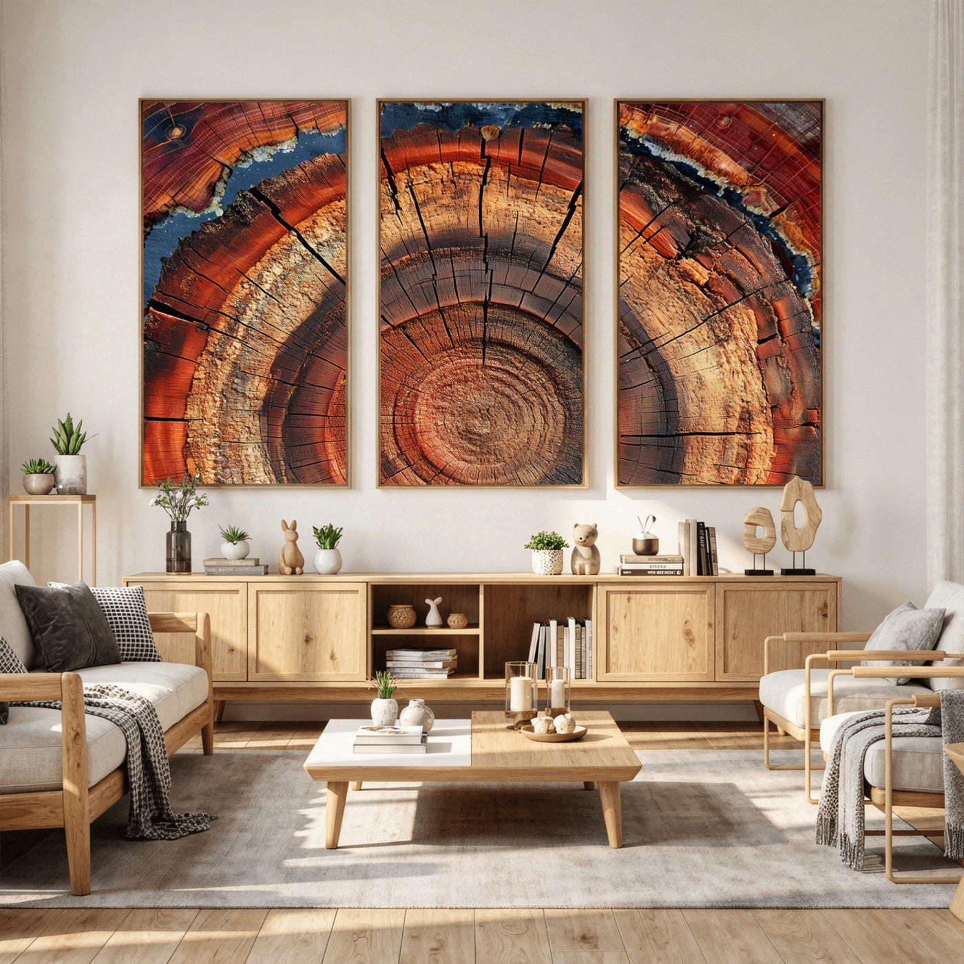 28555-MGV-CV-36X24 - Abstract Tree Ring Art Wall Art Canvas Print for Modern Farmhouse Decor, Colorful Tree Ring Wall Decor, Minimalist Home Canvas Art