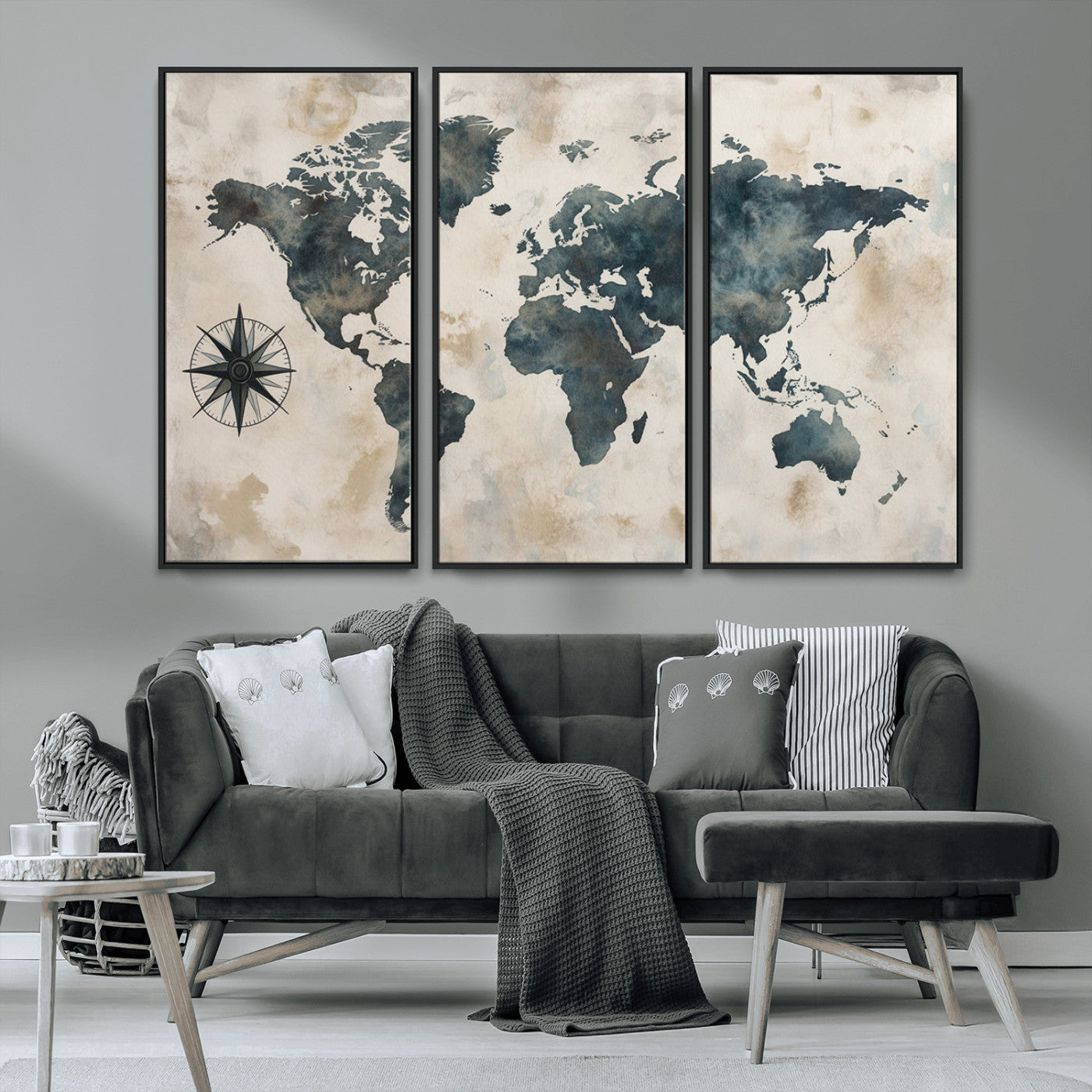 MGV-FC-48X32-3P - Push Pin World Map Canvas Print – Framed Wall Art for Couples to Track Their Travels – Anniversary