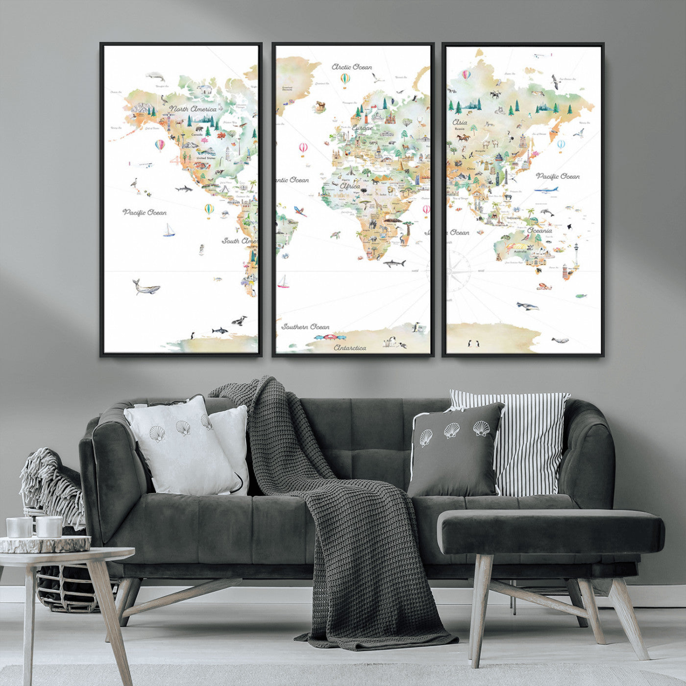 MGV-FC-48X32-3P - Push Pin World Map Canvas Print – Framed Wall Art for Couples to Track Their Travels – Anniversary