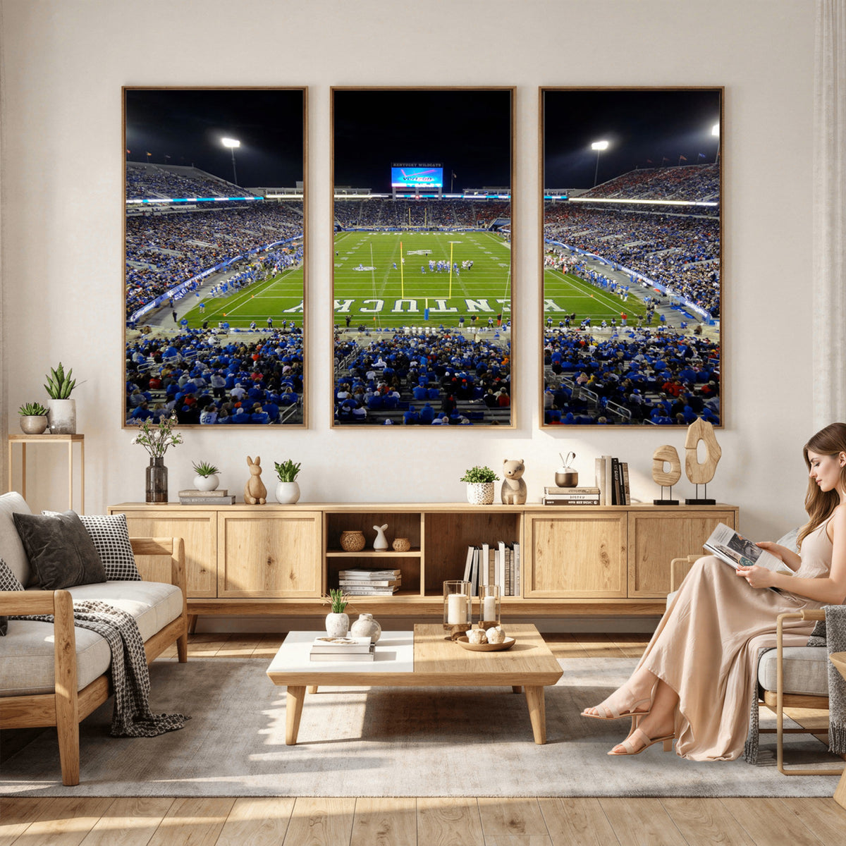 14304-MGV-CV-36X24 - Kroger Field Canvas Wall Art, Kentucky Stadium Wall Art, Framed and Ready to Hang